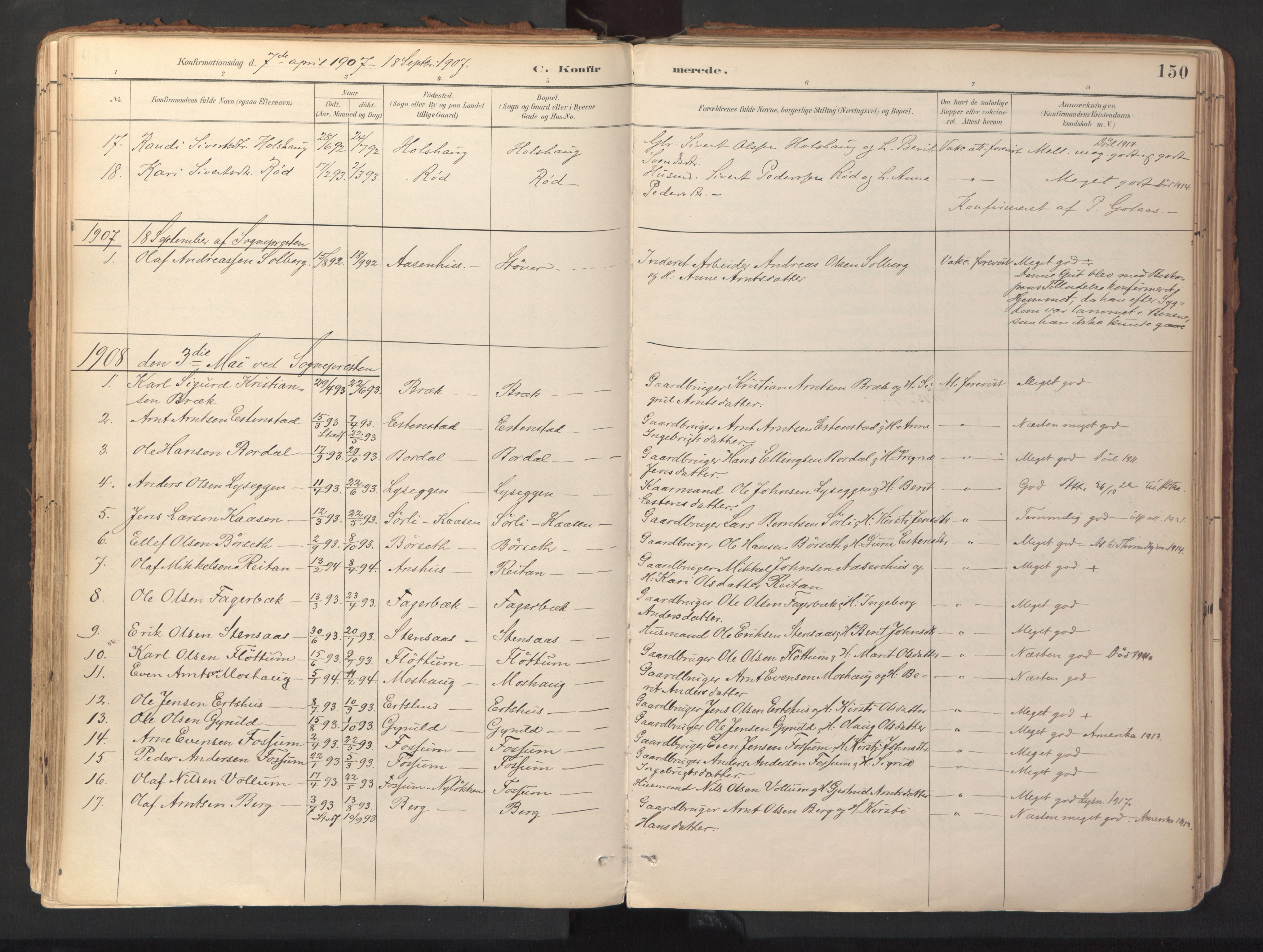 Ministerialprotokoller, klokkerbøker og fødselsregistre - Sør-Trøndelag, AV/SAT-A-1456/689/L1041: Parish register (official) no. 689A06, 1891-1923, p. 150