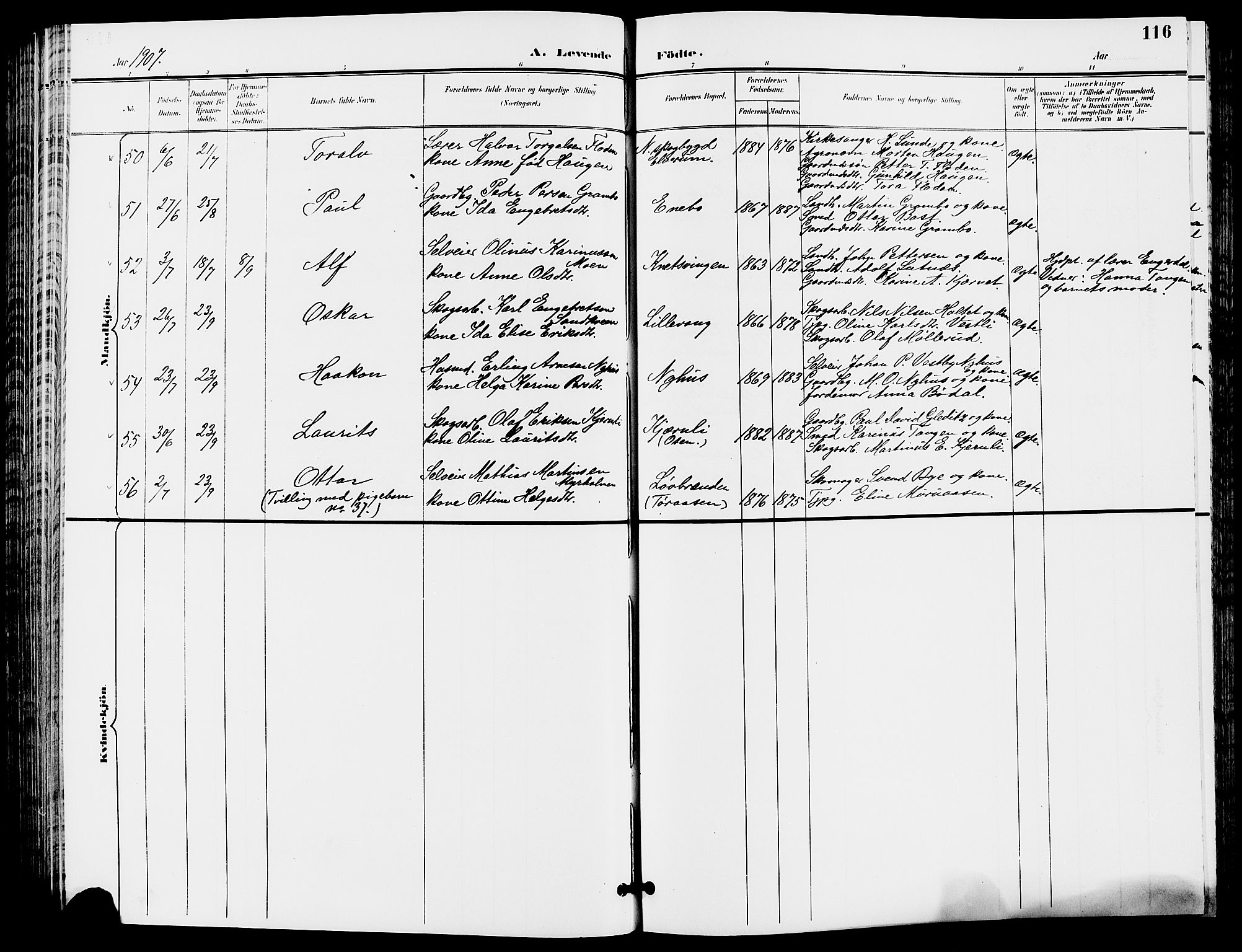 Trysil prestekontor, AV/SAH-PREST-046/H/Ha/Hab/L0006: Parish register (copy) no. 6, 1896-1912, p. 116