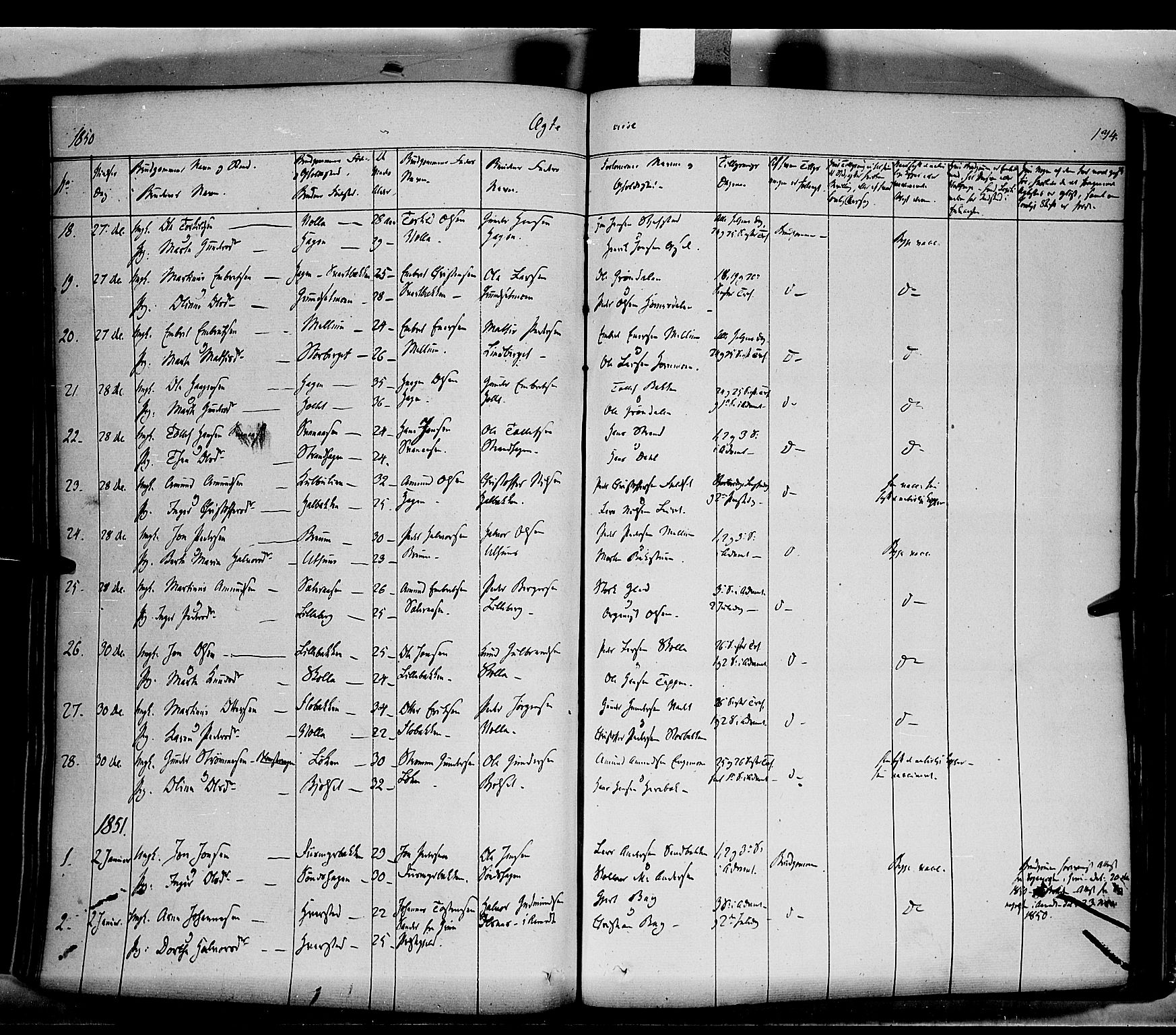 Elverum prestekontor, AV/SAH-PREST-044/H/Ha/Haa/L0009: Parish register (official) no. 9, 1843-1856, p. 174