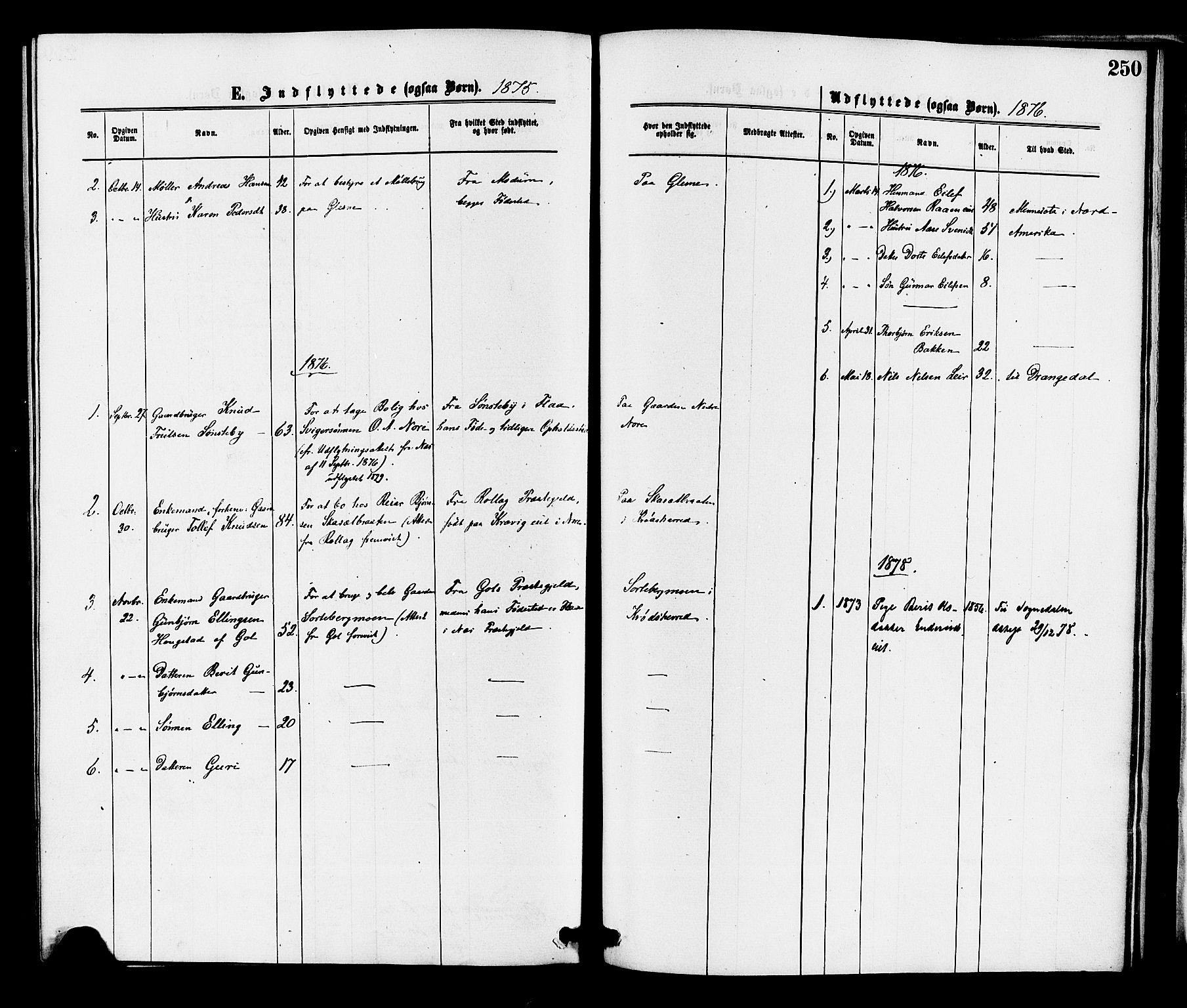 Krødsherad kirkebøker, SAKO/A-19/F/Fa/L0004: Parish register (official) no. 4, 1873-1878, p. 250
