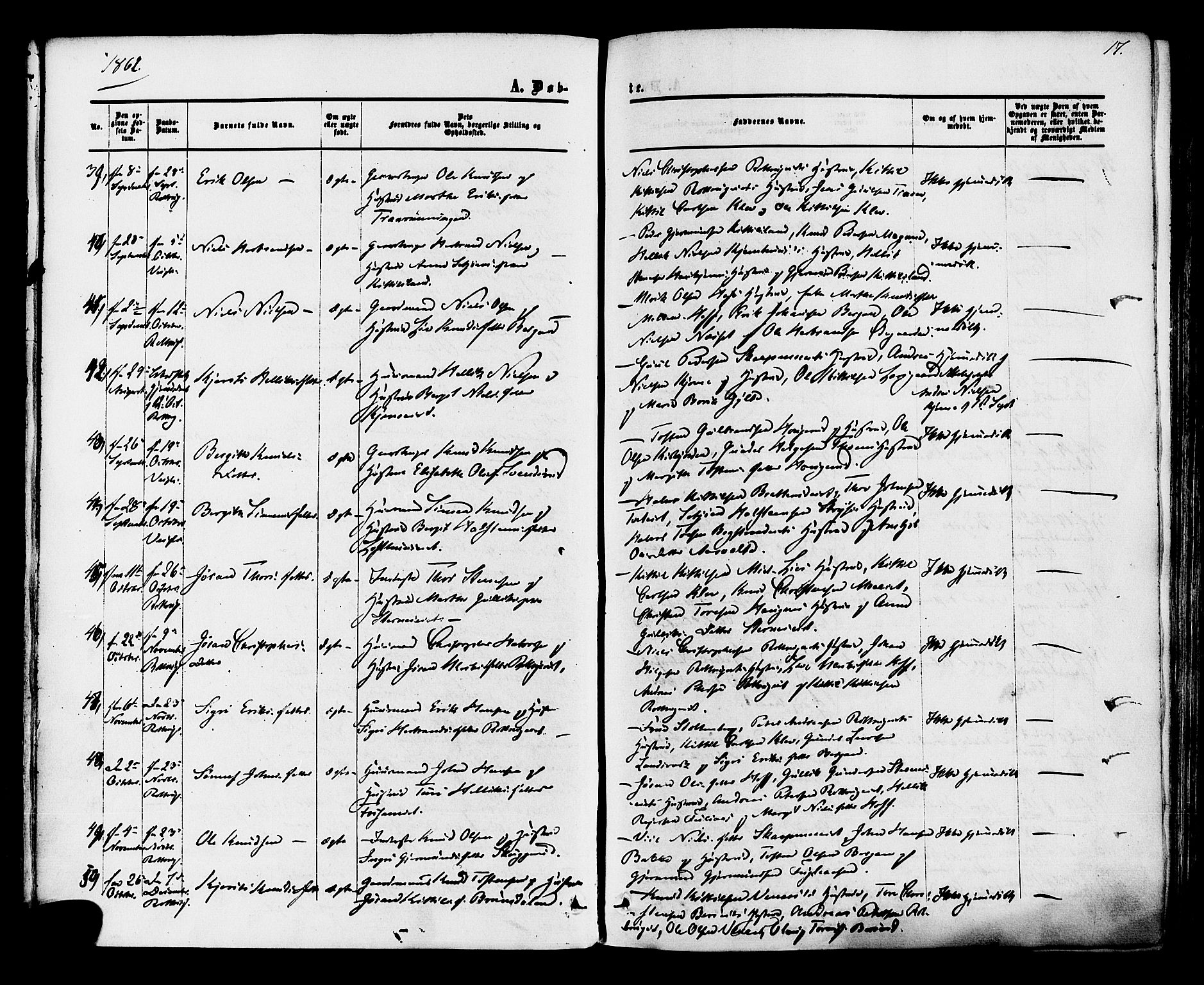 Rollag kirkebøker, SAKO/A-240/F/Fa/L0009: Parish register (official) no. I 9, 1860-1874, p. 17
