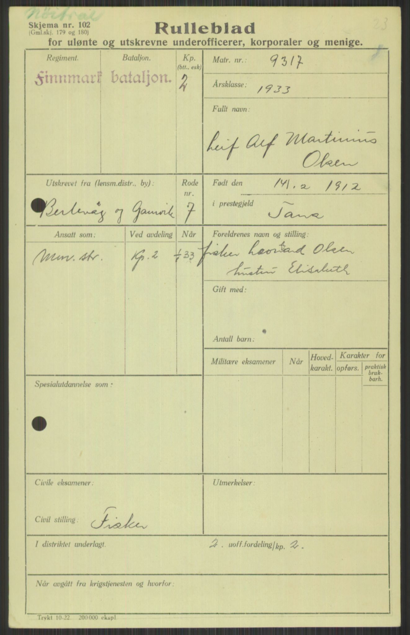 Forsvaret, Varanger bataljon, AV/RA-RAFA-2258/1/D/L0440: Rulleblad for fødte 1892-1912, 1892-1912, p. 1725