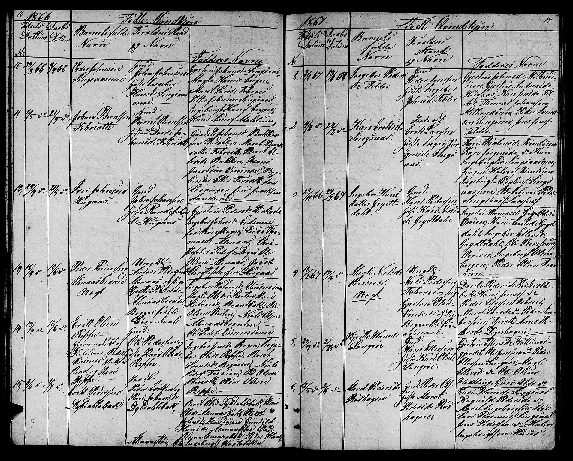 Ministerialprotokoller, klokkerbøker og fødselsregistre - Sør-Trøndelag, SAT/A-1456/688/L1027: Parish register (copy) no. 688C02, 1861-1889, p. 16-17