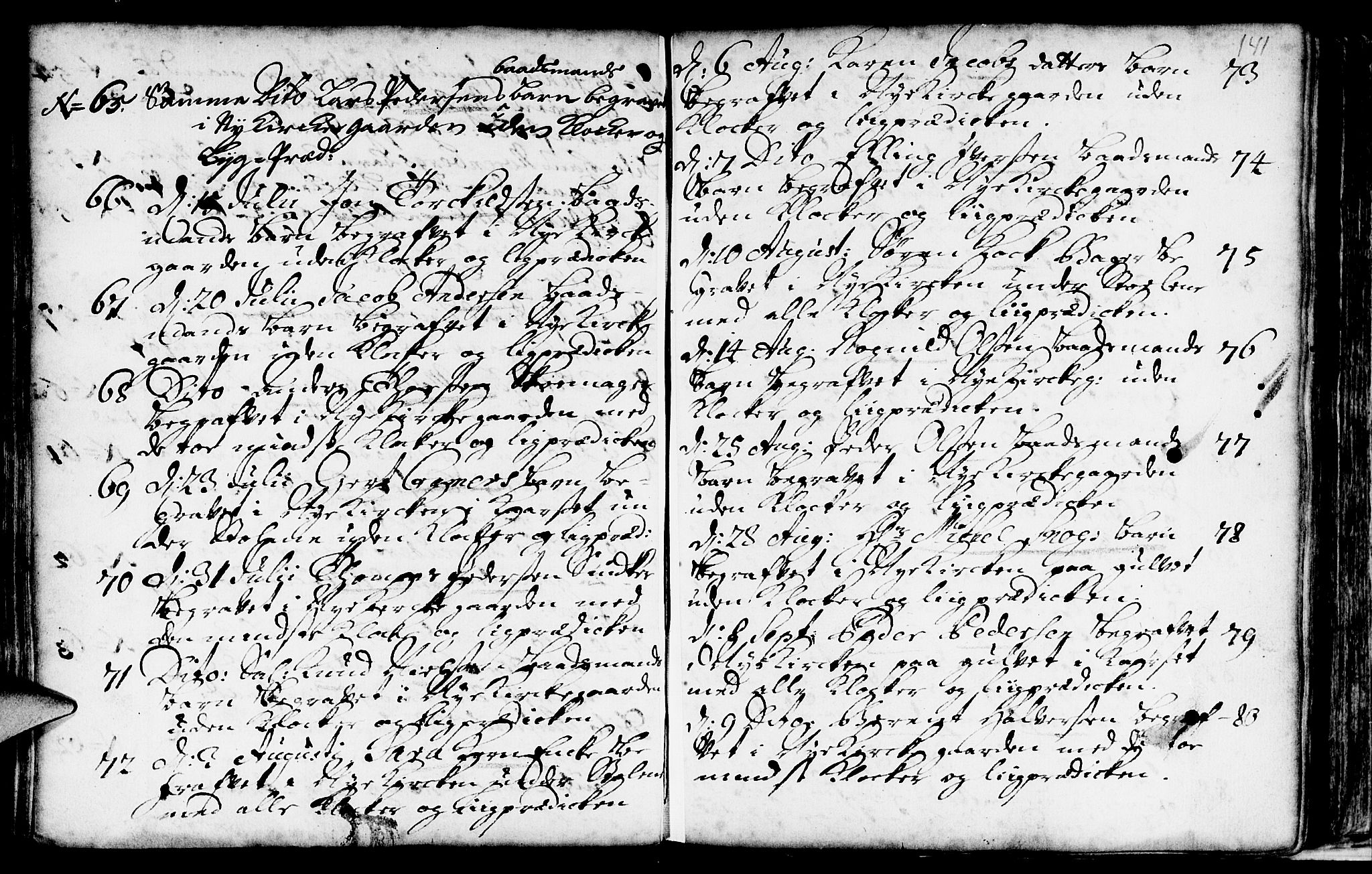 Nykirken Sokneprestembete, SAB/A-77101/H/Haa/L0009: Parish register (official) no. A 9, 1689-1759, p. 141
