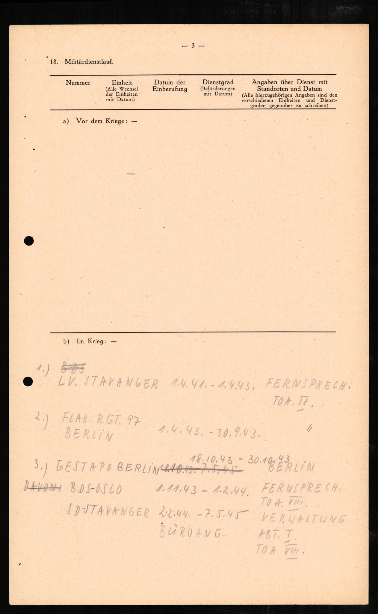 Forsvaret, Forsvarets overkommando II, RA/RAFA-3915/D/Db/L0002: CI Questionaires. Tyske okkupasjonsstyrker i Norge. Tyskere., 1945-1946, p. 72