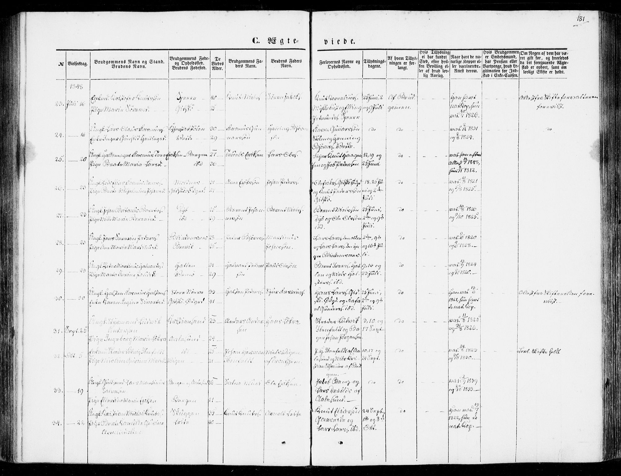 Ministerialprotokoller, klokkerbøker og fødselsregistre - Møre og Romsdal, AV/SAT-A-1454/528/L0397: Parish register (official) no. 528A08, 1848-1858, p. 181