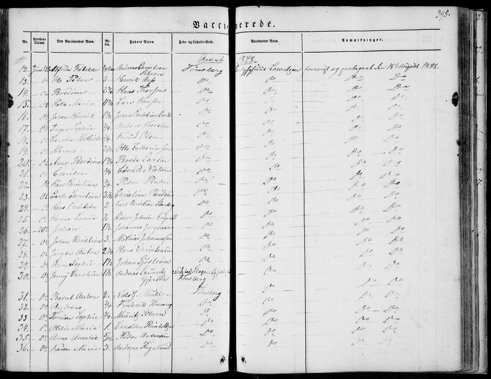 Tønsberg kirkebøker, SAKO/A-330/F/Fa/L0007: Parish register (official) no. I 7, 1845-1854, p. 395