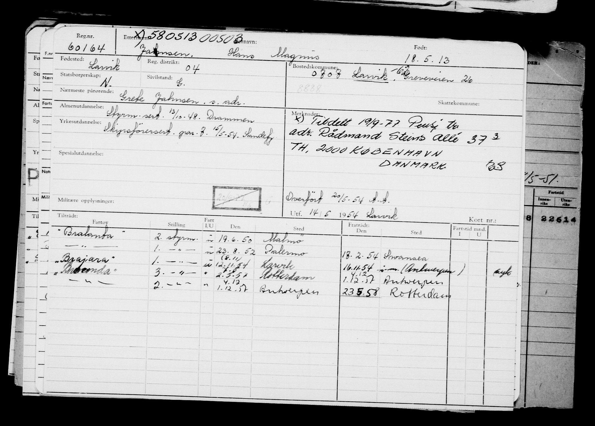 Direktoratet for sjømenn, AV/RA-S-3545/G/Gb/L0112: Hovedkort, 1913, p. 712