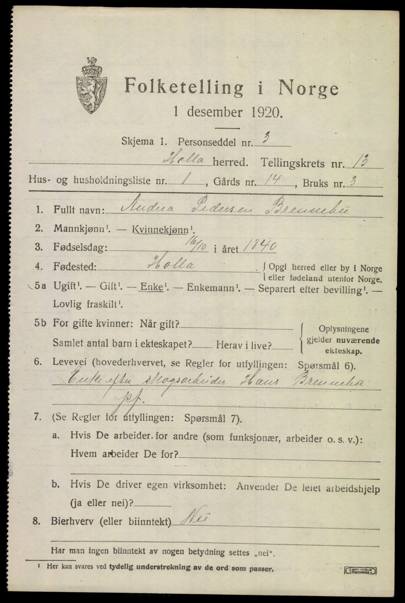 SAKO, 1920 census for Holla, 1920, p. 7941