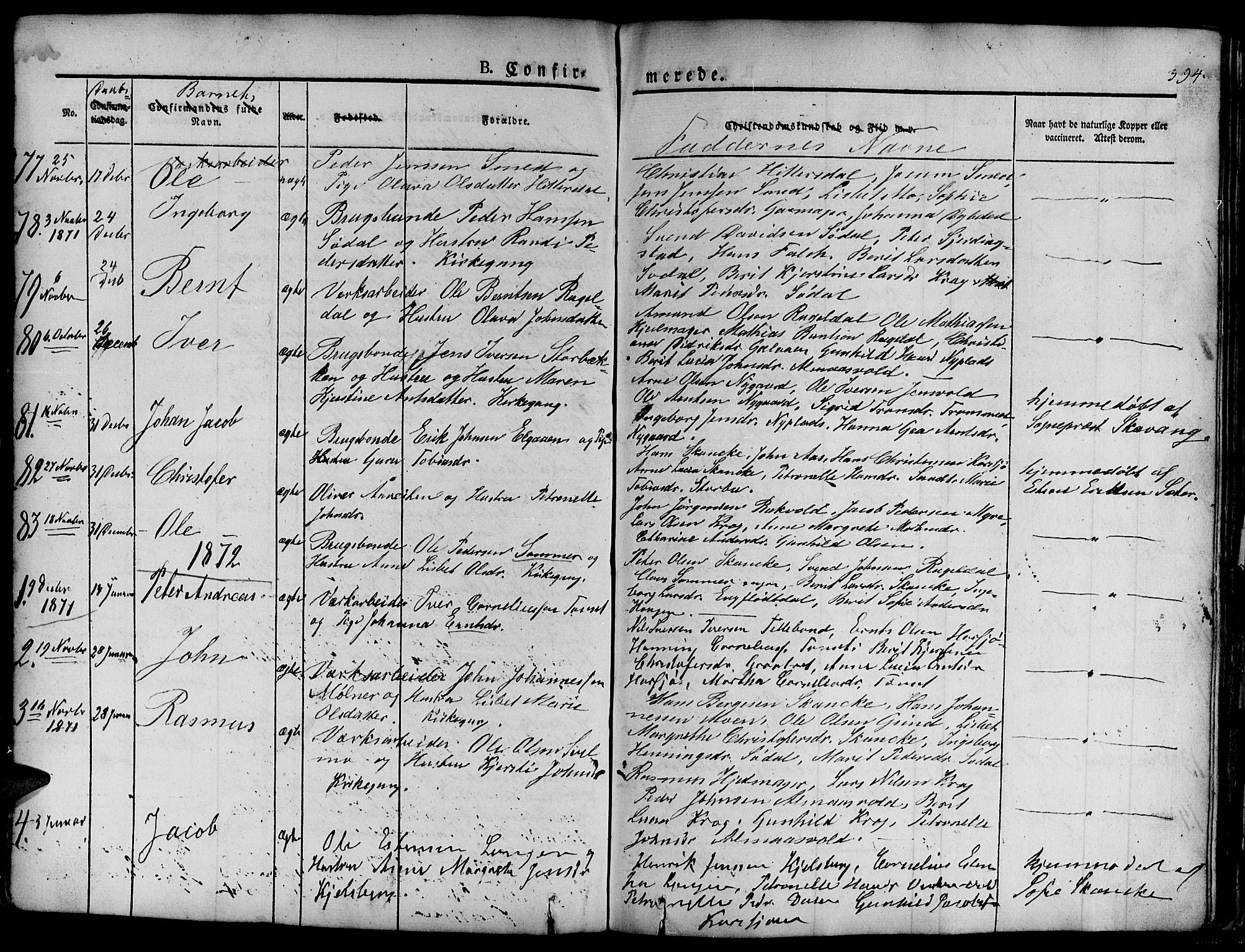 Ministerialprotokoller, klokkerbøker og fødselsregistre - Sør-Trøndelag, SAT/A-1456/681/L0938: Parish register (copy) no. 681C02, 1829-1879, p. 394