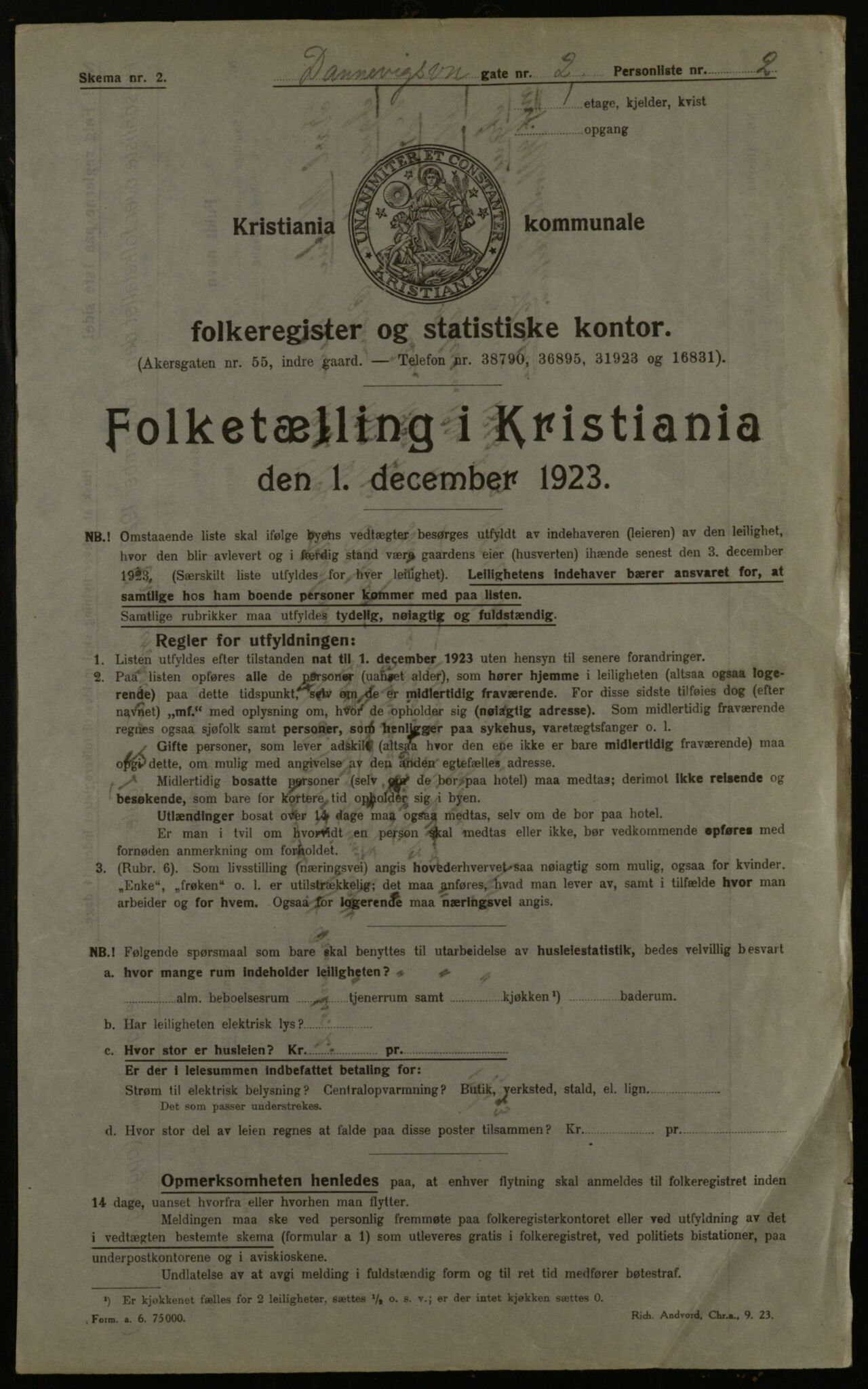 OBA, Municipal Census 1923 for Kristiania, 1923, p. 16875