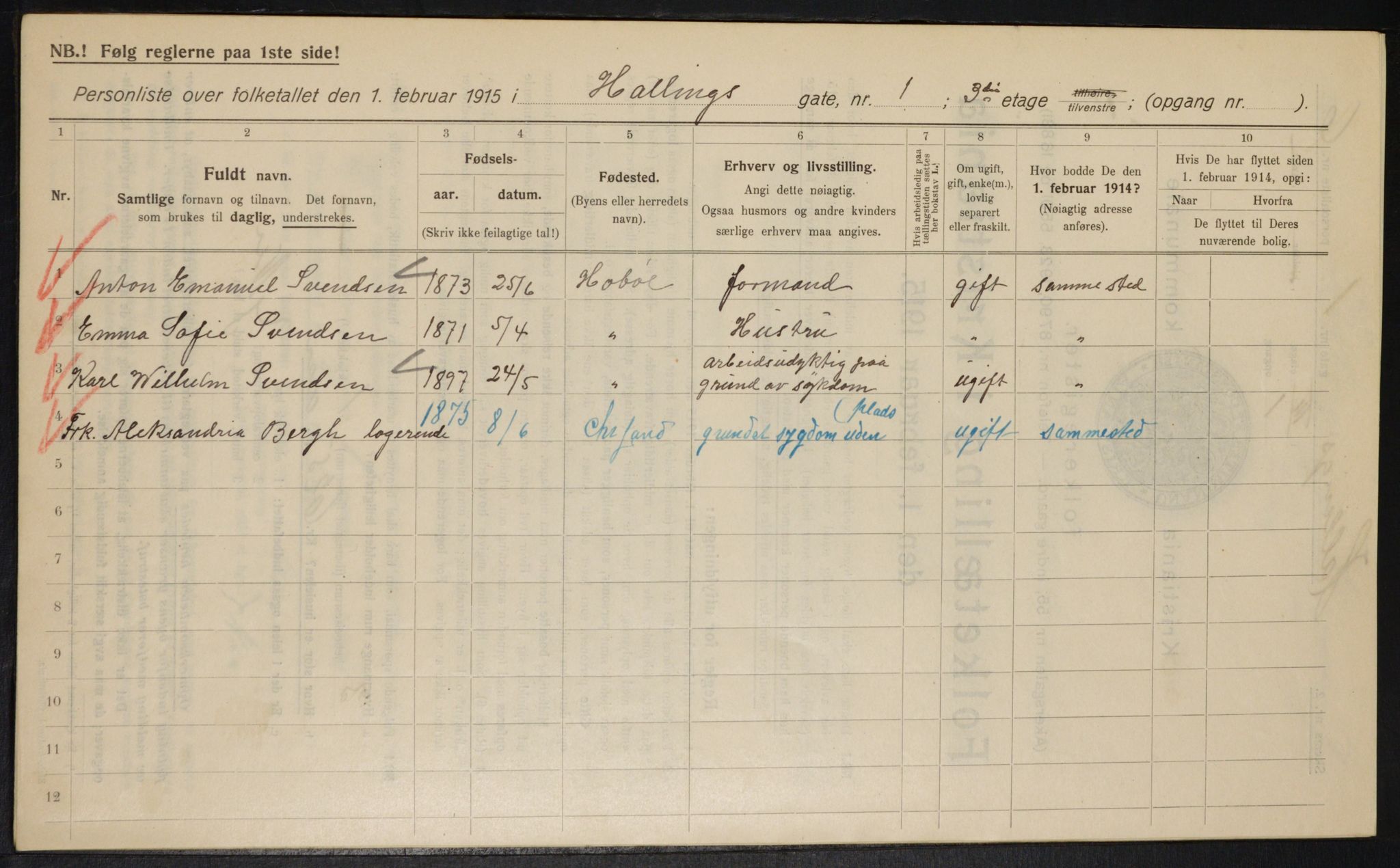 OBA, Municipal Census 1915 for Kristiania, 1915, p. 33641