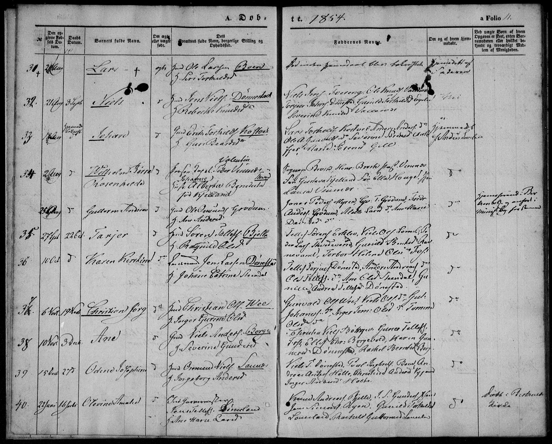 Tveit sokneprestkontor, AV/SAK-1111-0043/F/Fa/L0005: Parish register (official) no. A 5, 1853-1871, p. 11