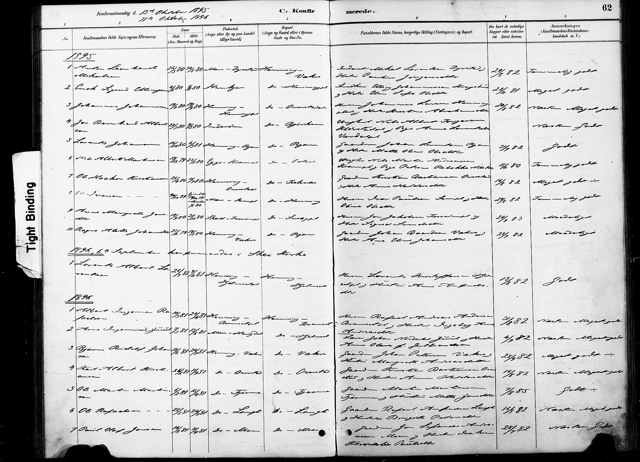 Ministerialprotokoller, klokkerbøker og fødselsregistre - Nord-Trøndelag, AV/SAT-A-1458/738/L0364: Parish register (official) no. 738A01, 1884-1902, p. 62