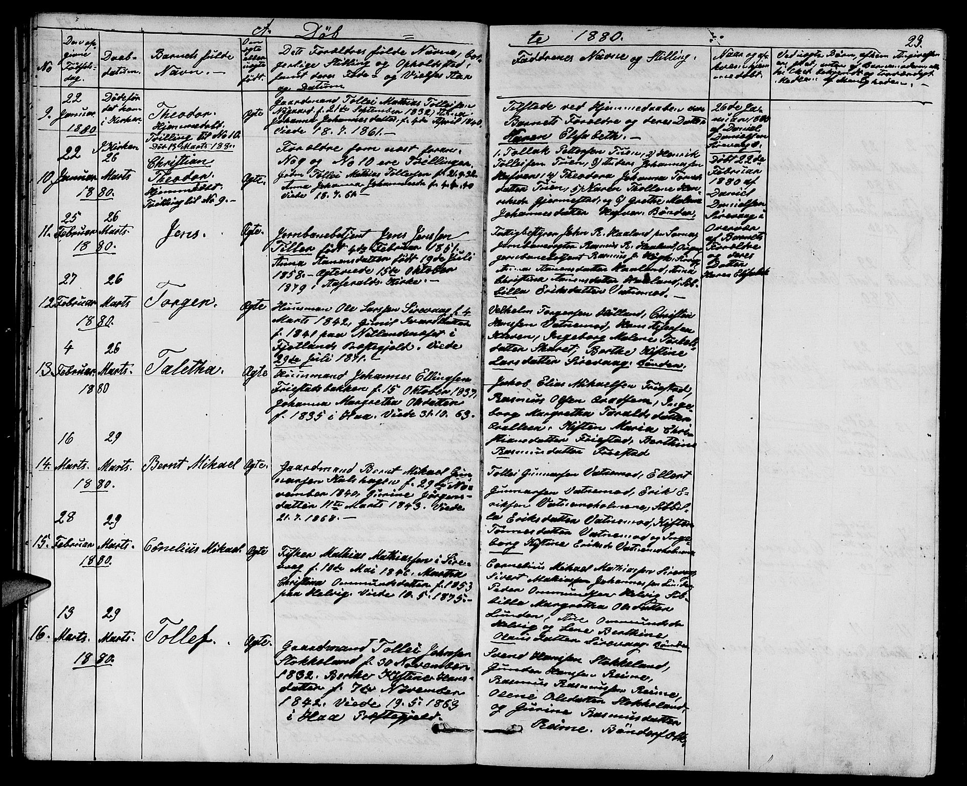 Eigersund sokneprestkontor, AV/SAST-A-101807/S09/L0006: Parish register (copy) no. B 6, 1876-1889, p. 23