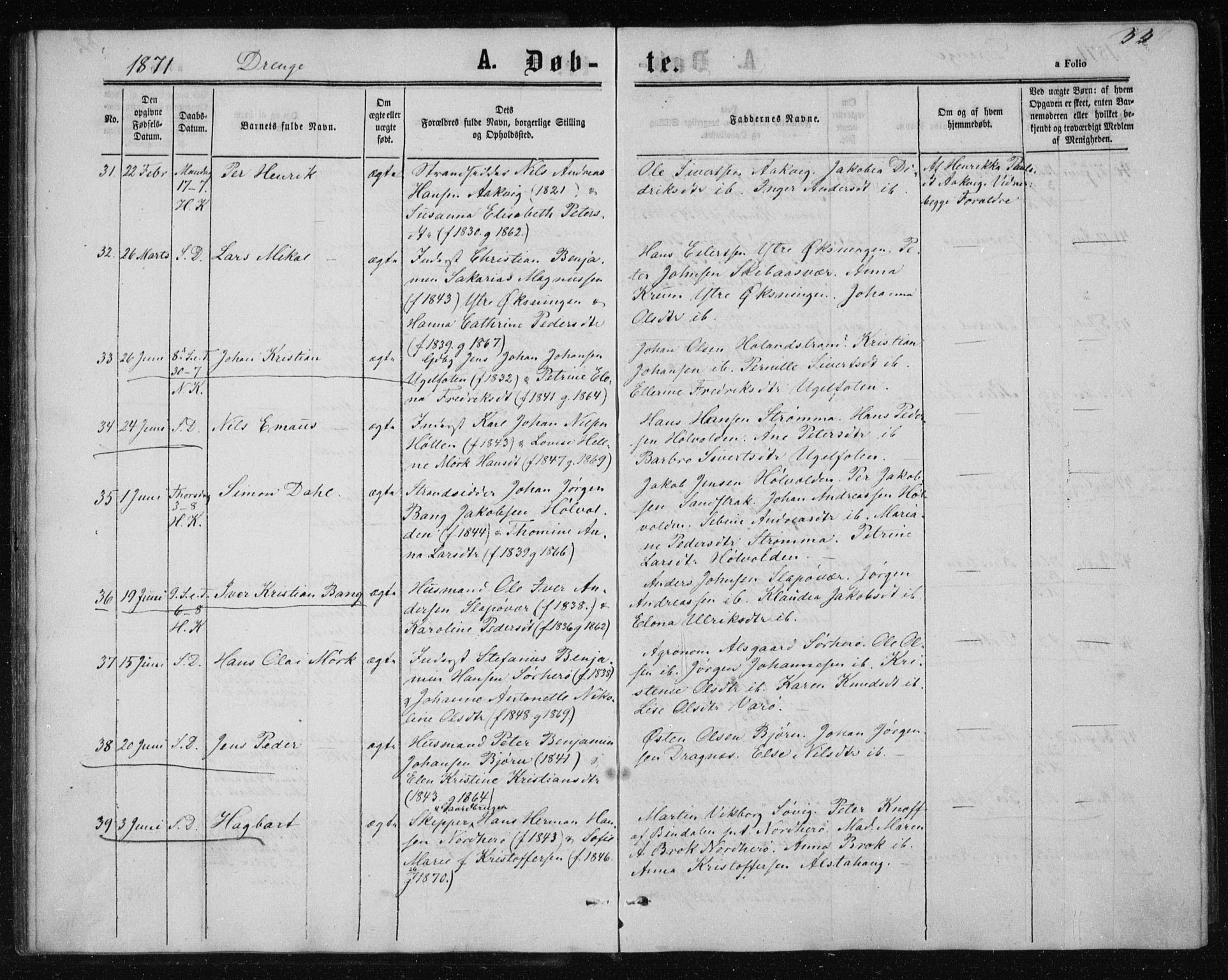 Ministerialprotokoller, klokkerbøker og fødselsregistre - Nordland, SAT/A-1459/834/L0505: Parish register (official) no. 834A03, 1862-1871, p. 33