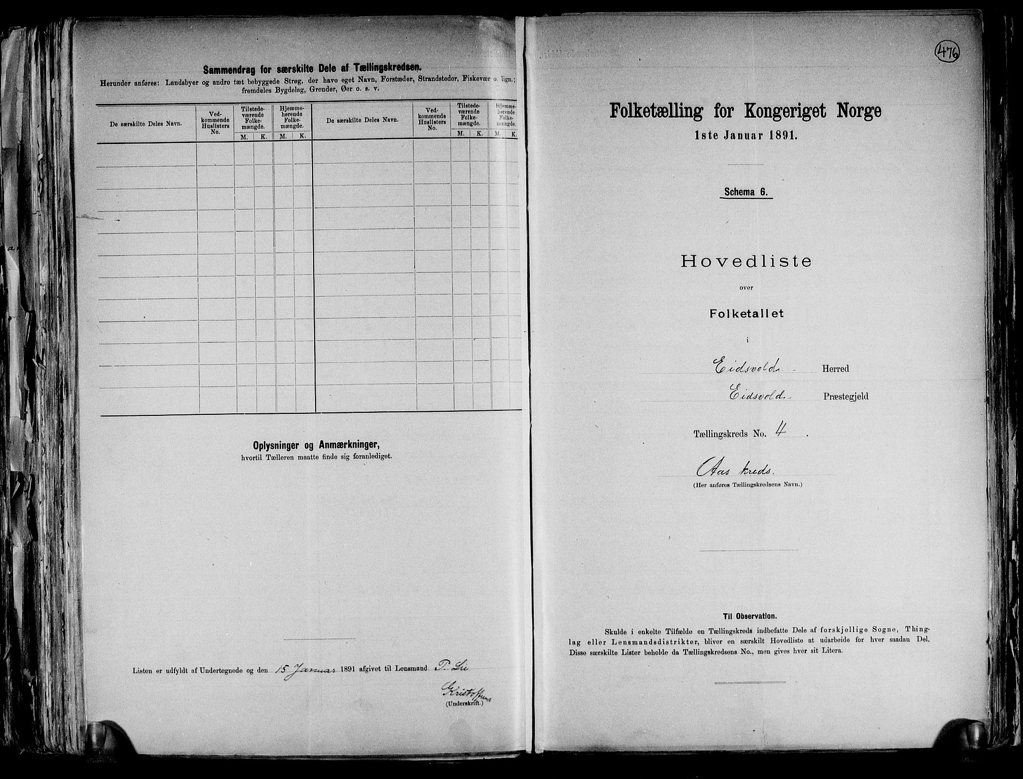 RA, 1891 census for 0237 Eidsvoll, 1891, p. 13