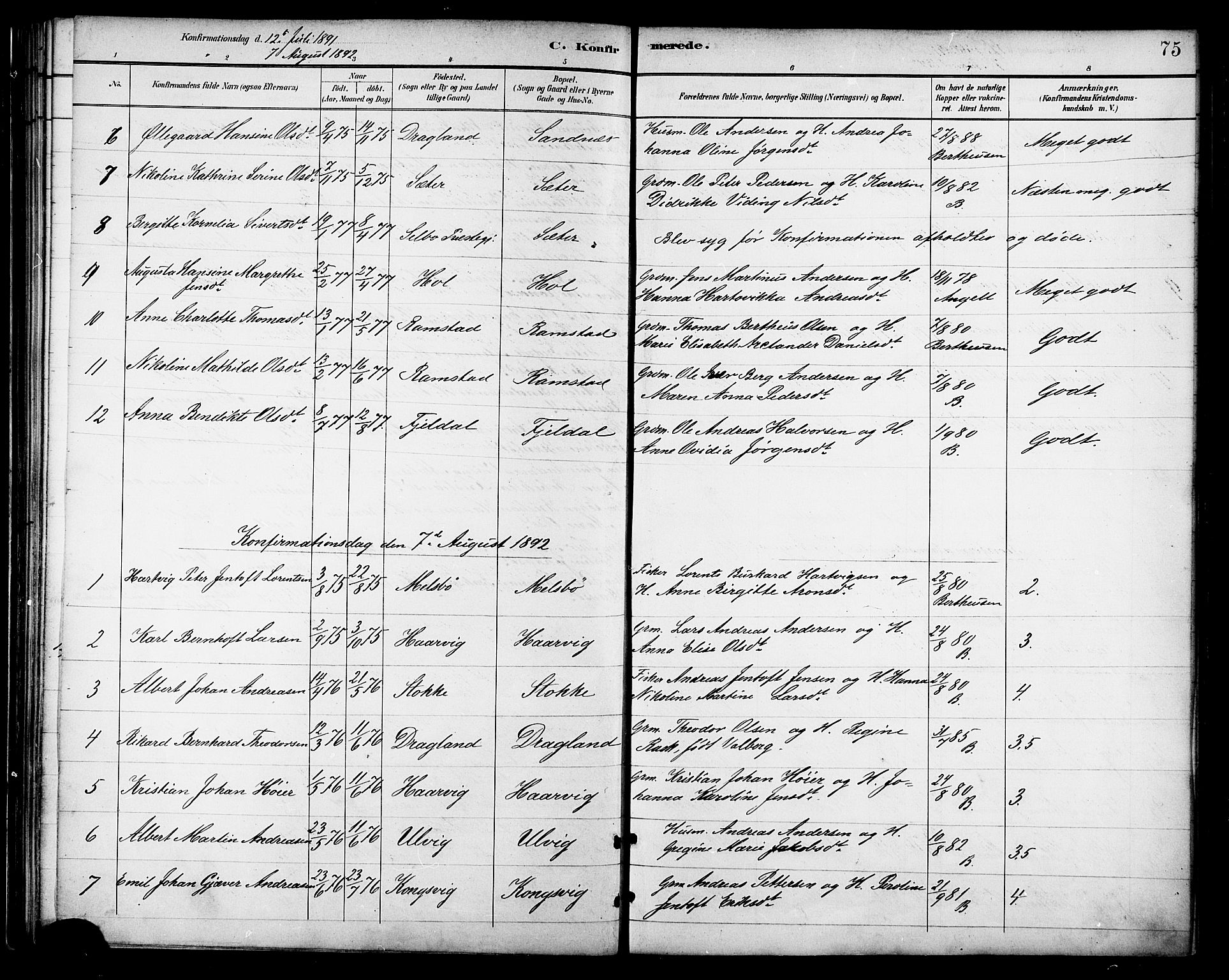 Ministerialprotokoller, klokkerbøker og fødselsregistre - Nordland, SAT/A-1459/865/L0924: Parish register (official) no. 865A02, 1885-1896, p. 75