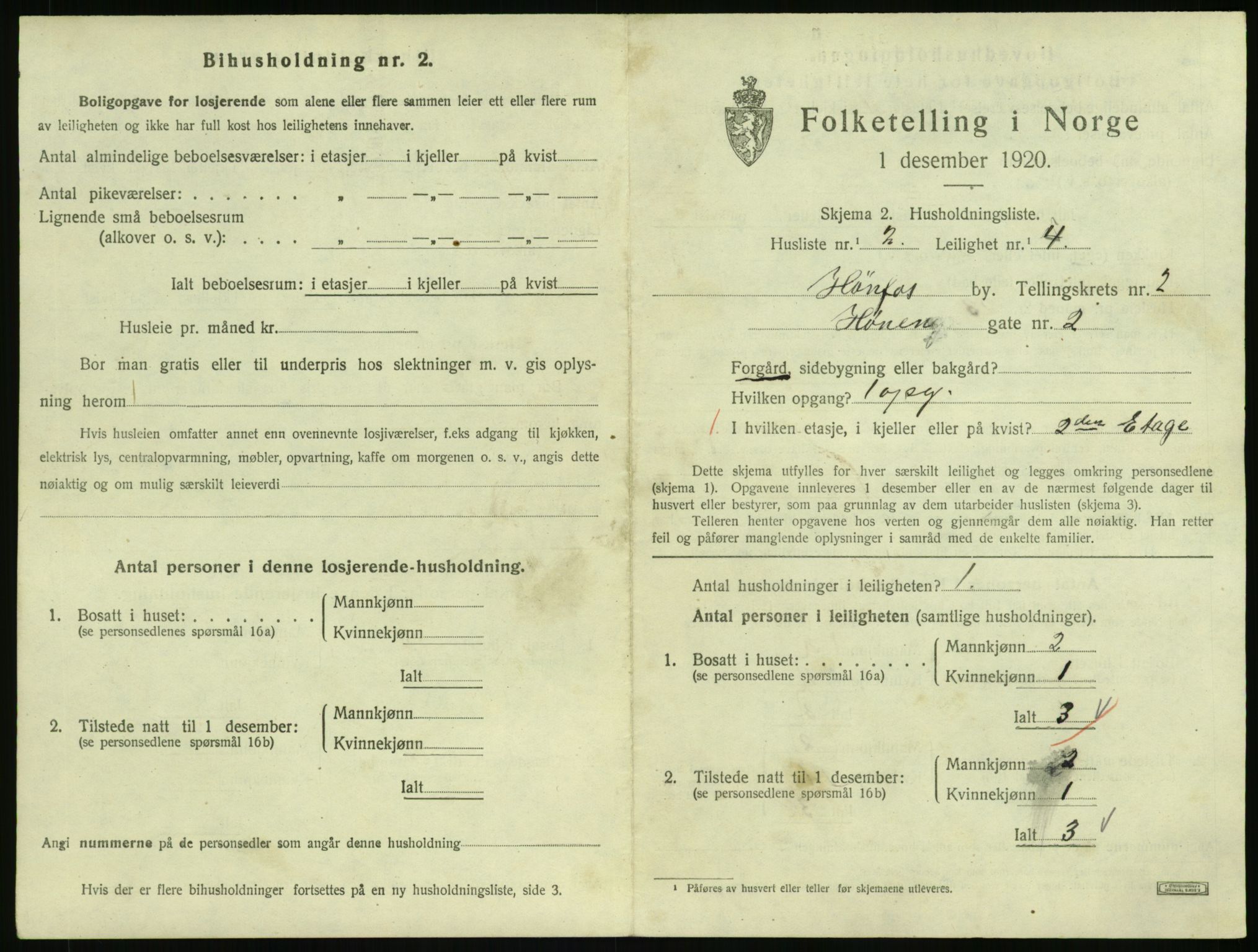 SAKO, 1920 census for Hønefoss, 1920, p. 1166