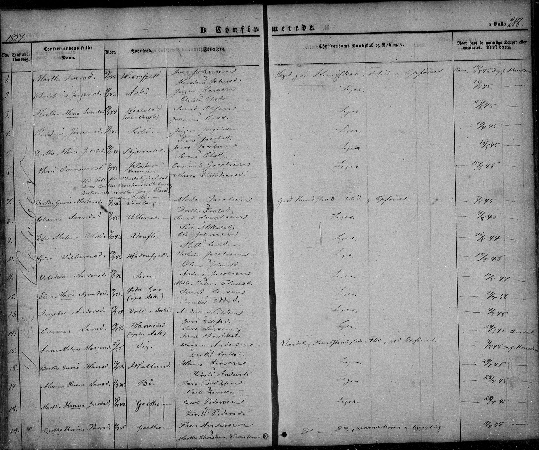 Rennesøy sokneprestkontor, AV/SAST-A -101827/H/Ha/Haa/L0005: Parish register (official) no. A 5, 1838-1859, p. 218