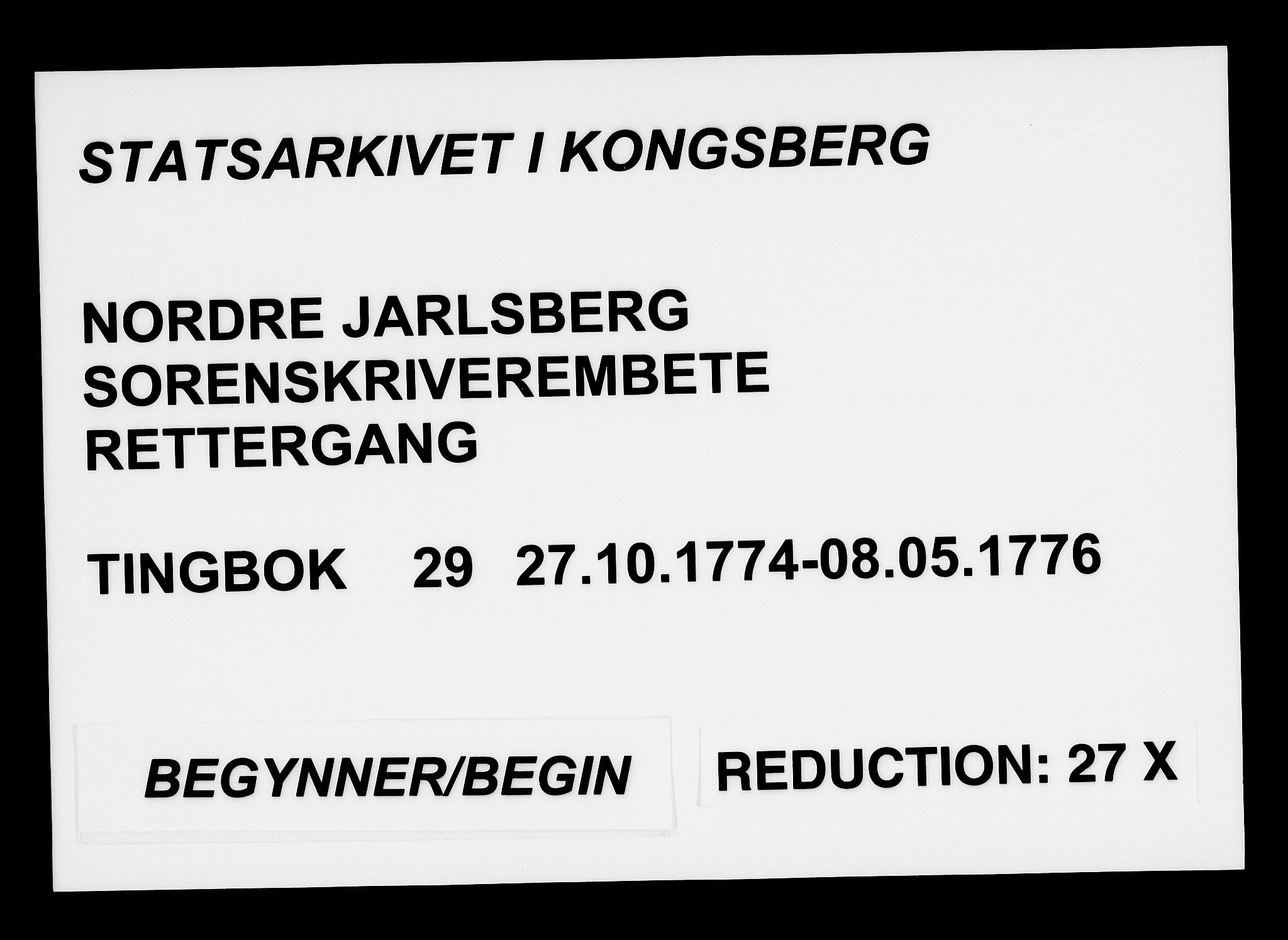 Nordre Jarlsberg sorenskriveri, SAKO/A-80/F/Fa/Faa/L0029: Tingbok, 1774-1776