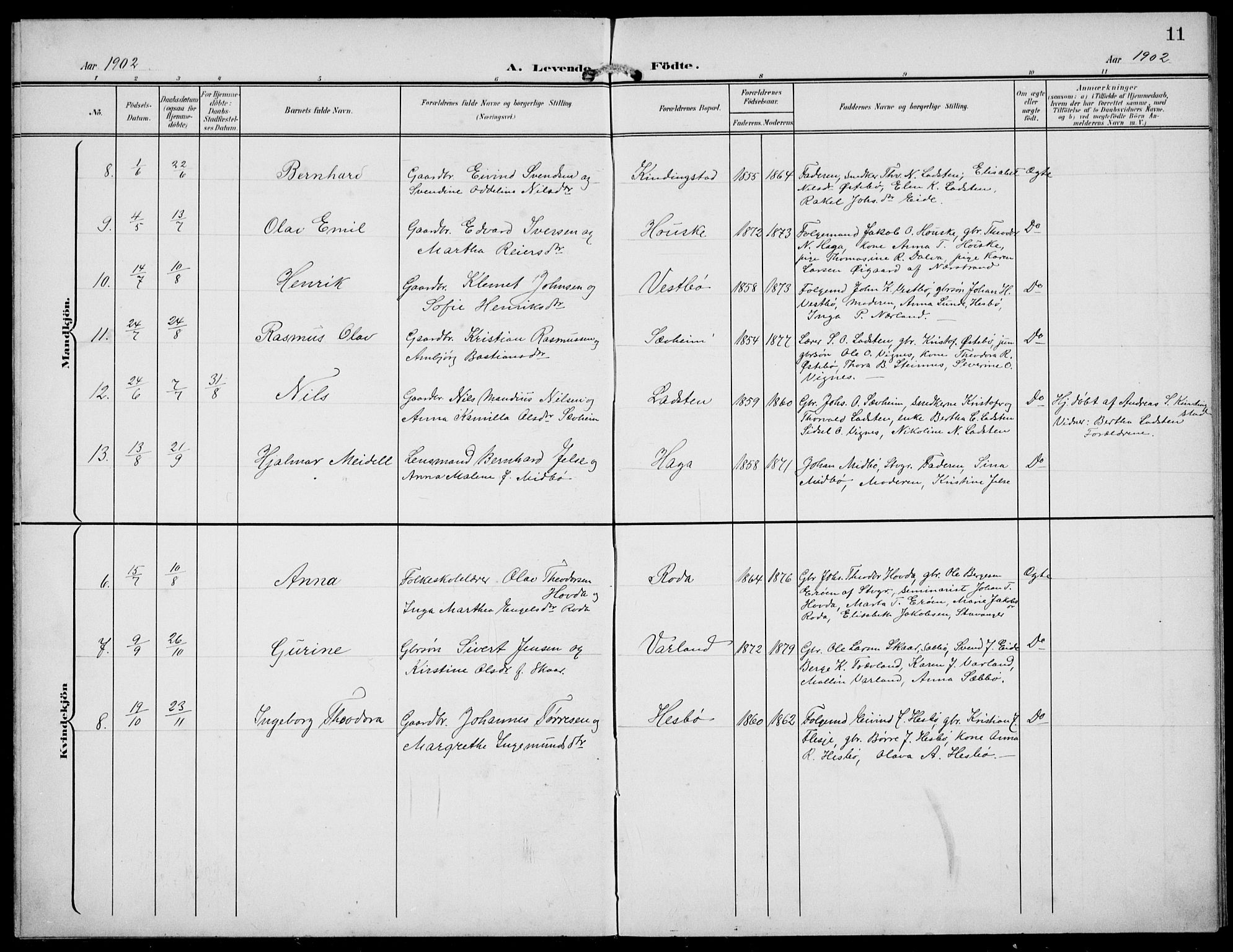 Finnøy sokneprestkontor, AV/SAST-A-101825/H/Ha/Hab/L0006: Parish register (copy) no. B 6, 1900-1934, p. 11