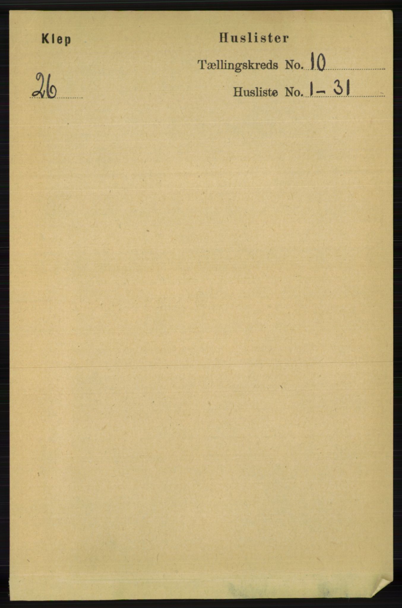 RA, 1891 census for 1120 Klepp, 1891, p. 2818