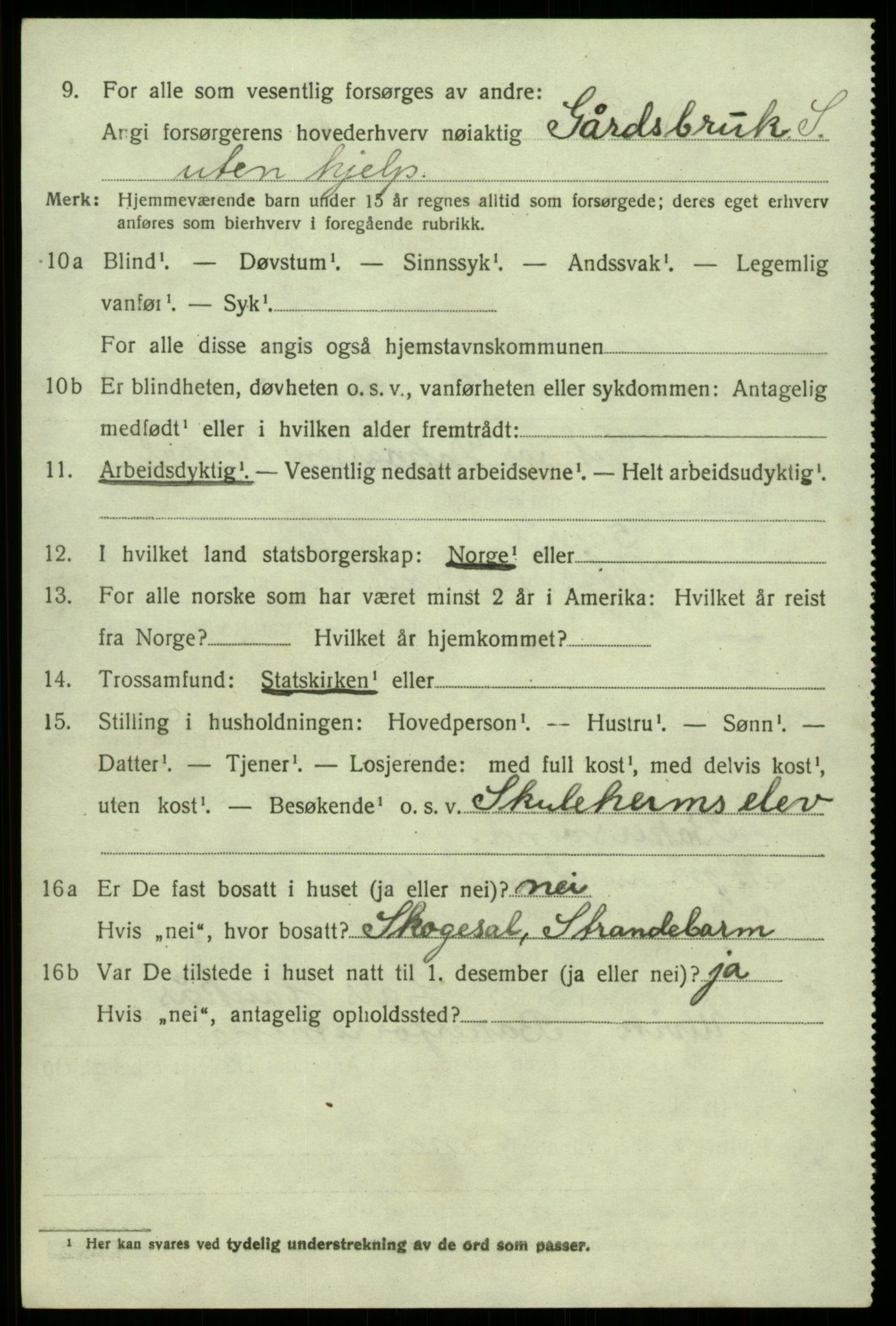 SAB, 1920 census for Kvam, 1920, p. 2036