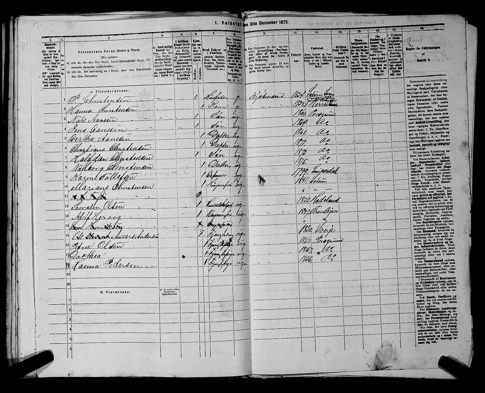 SAKO, 1875 census for 0805P Porsgrunn, 1875, p. 210