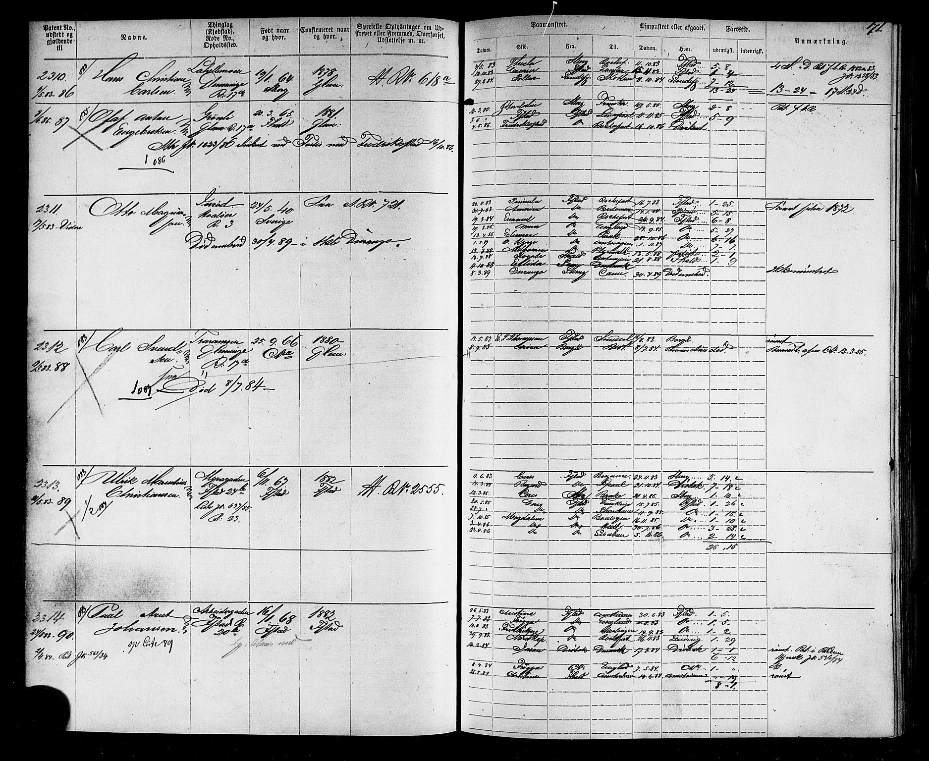Fredrikstad mønstringskontor, AV/SAO-A-10569b/F/Fc/Fca/L0005: Annotasjonsrulle, 1884-1899, p. 176