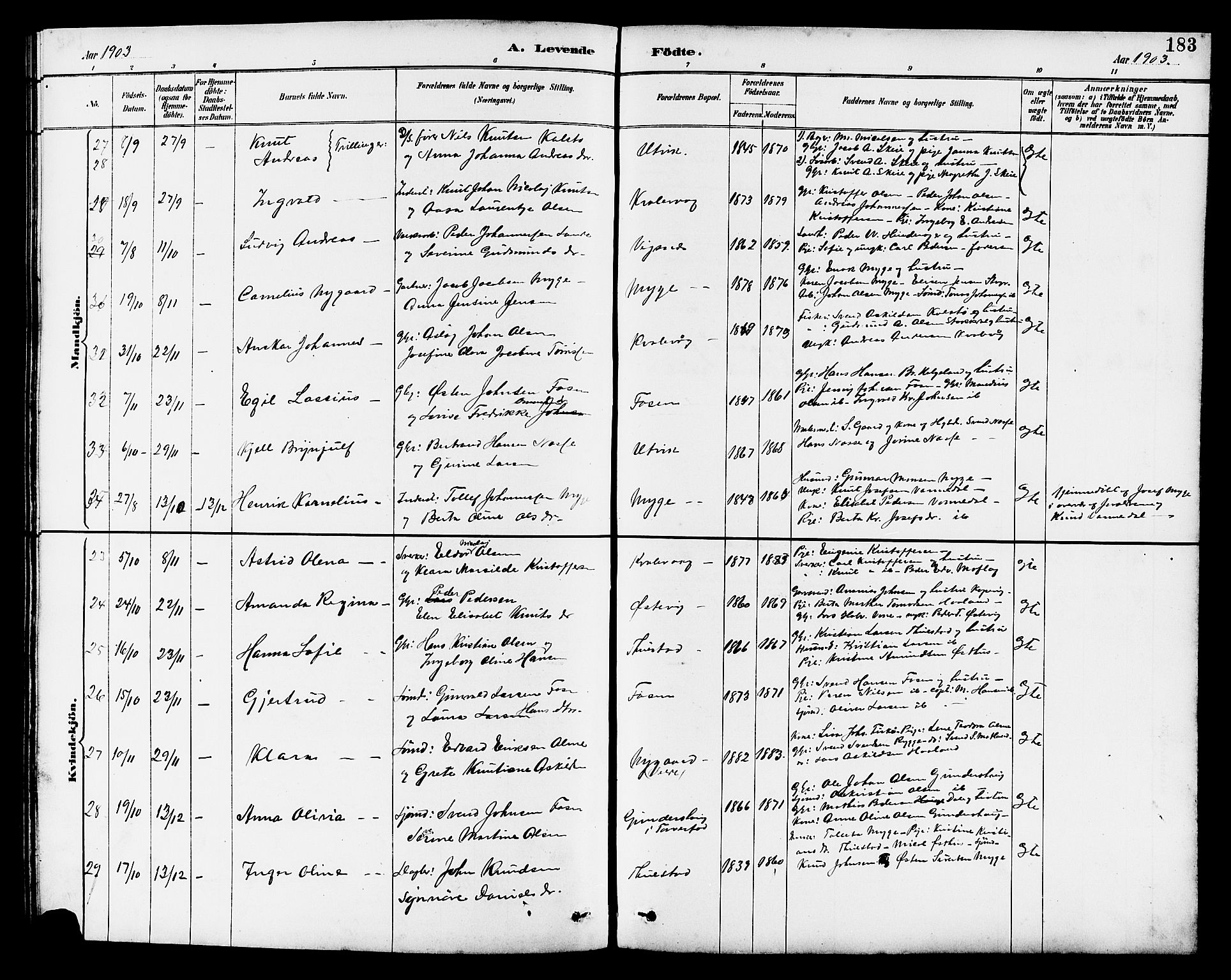 Avaldsnes sokneprestkontor, AV/SAST-A -101851/H/Ha/Hab/L0007: Parish register (copy) no. B 7, 1885-1909, p. 183