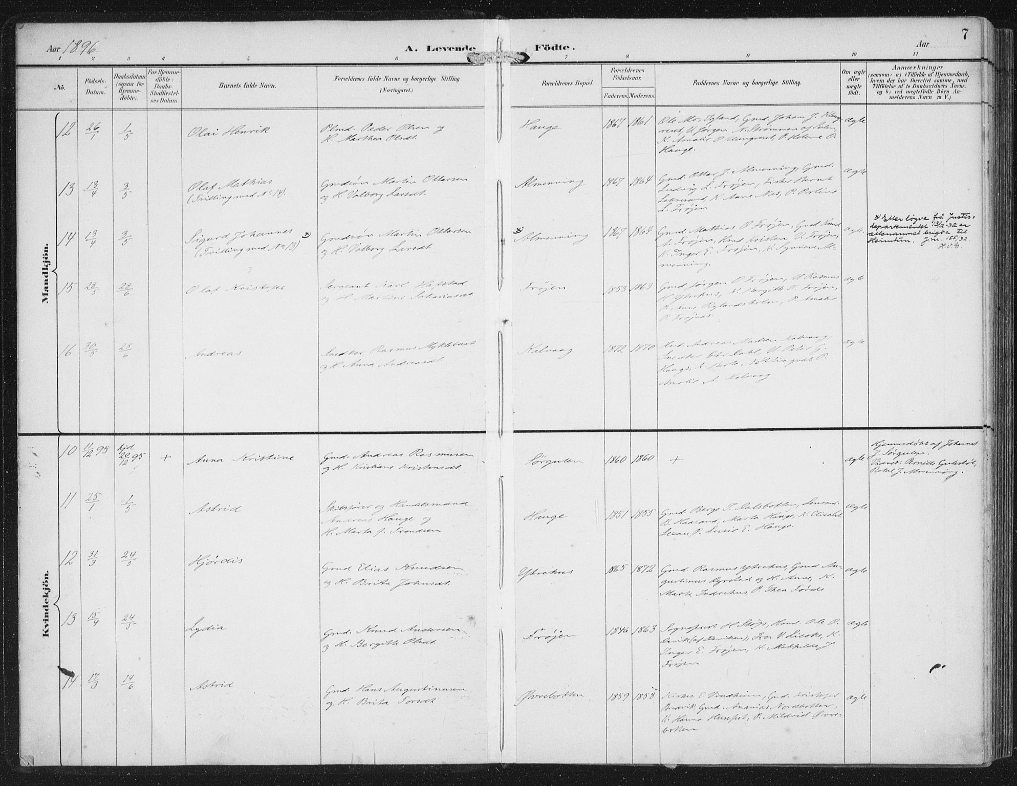 Bremanger sokneprestembete, AV/SAB-A-82201/H/Haa/Haab/L0002: Parish register (official) no. B  2, 1896-1908, p. 7