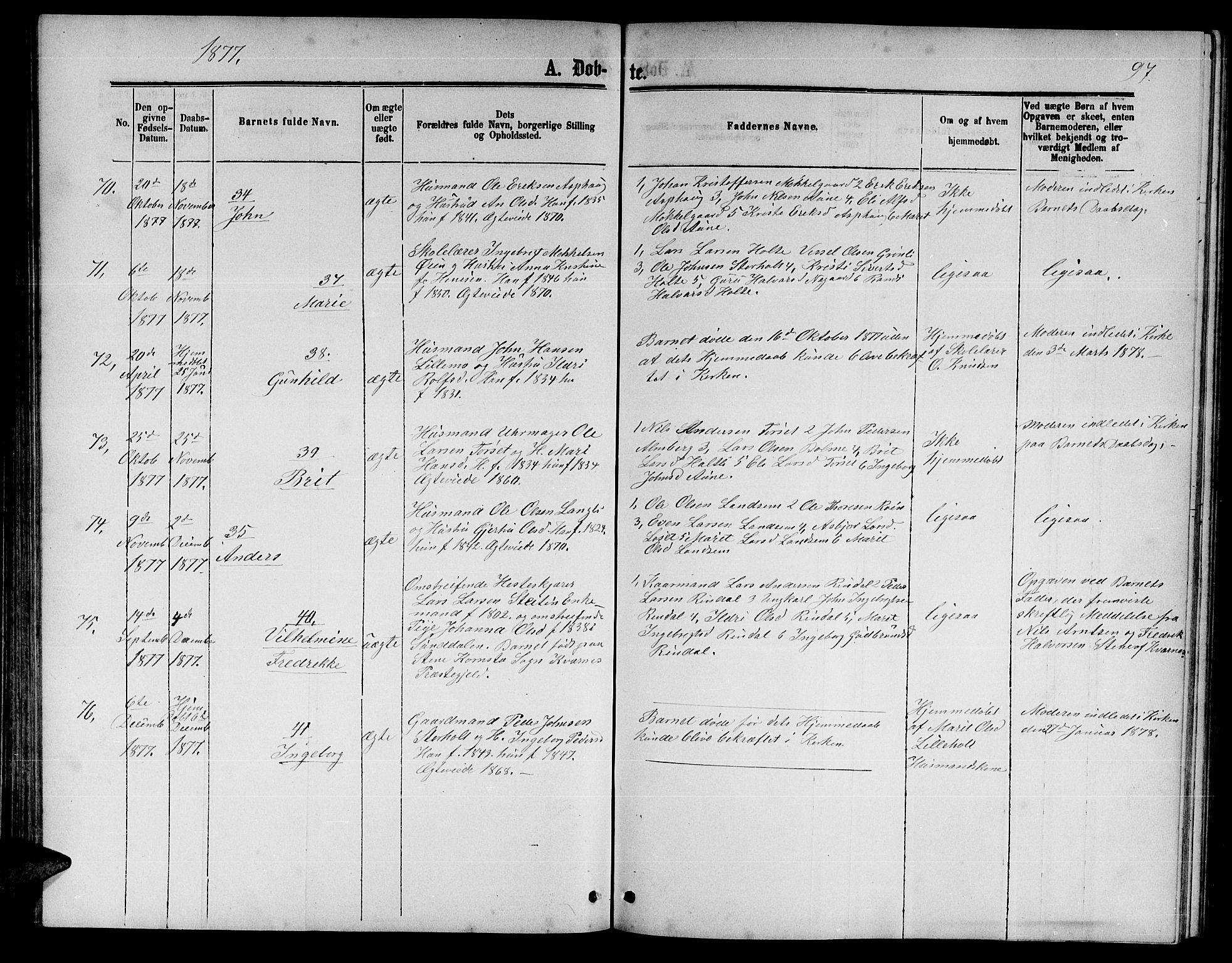 Ministerialprotokoller, klokkerbøker og fødselsregistre - Møre og Romsdal, AV/SAT-A-1454/598/L1076: Parish register (copy) no. 598C01, 1867-1878, p. 97