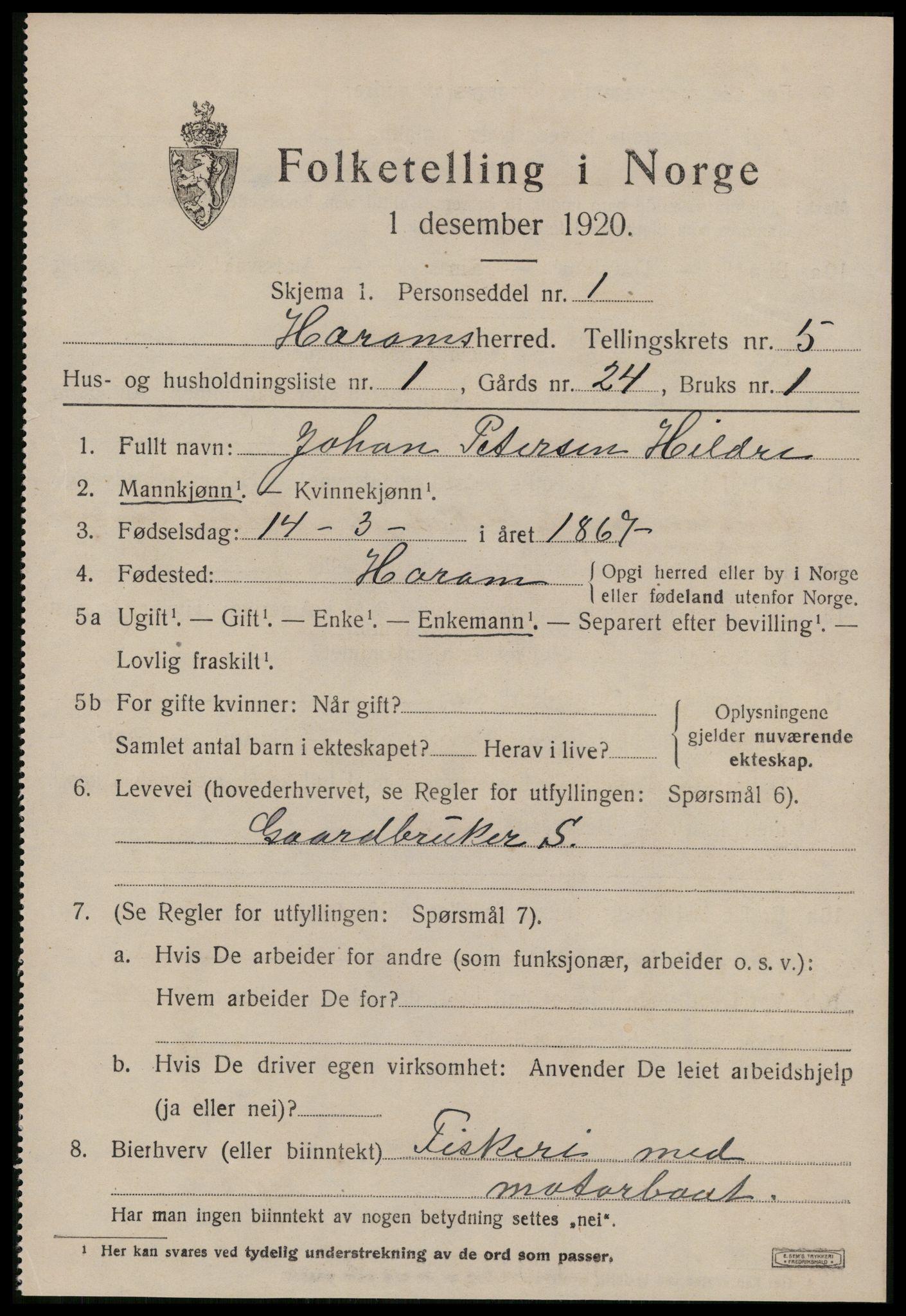 SAT, 1920 census for Haram, 1920, p. 2795