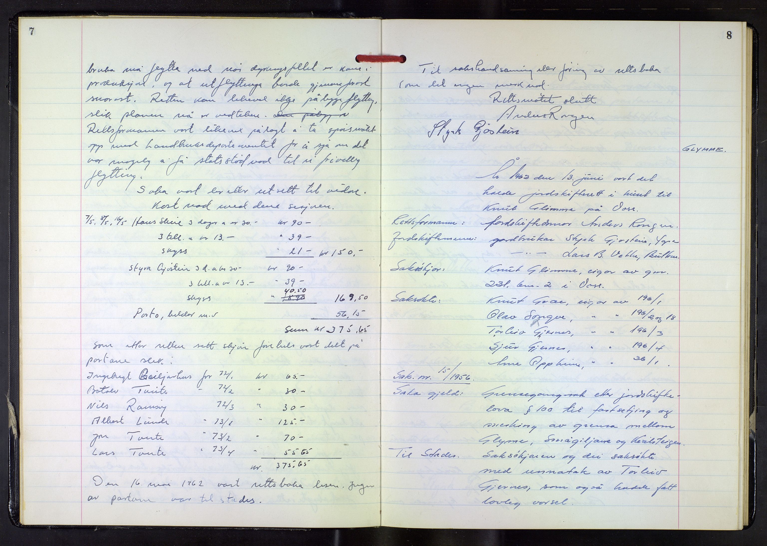 Hordaland jordskiftedøme - V Voss jordskiftedistrikt, AV/SAB-A-7201/A/Aa/L0040: Forhandlingsprotokoll, 1962-1968, p. 7-8