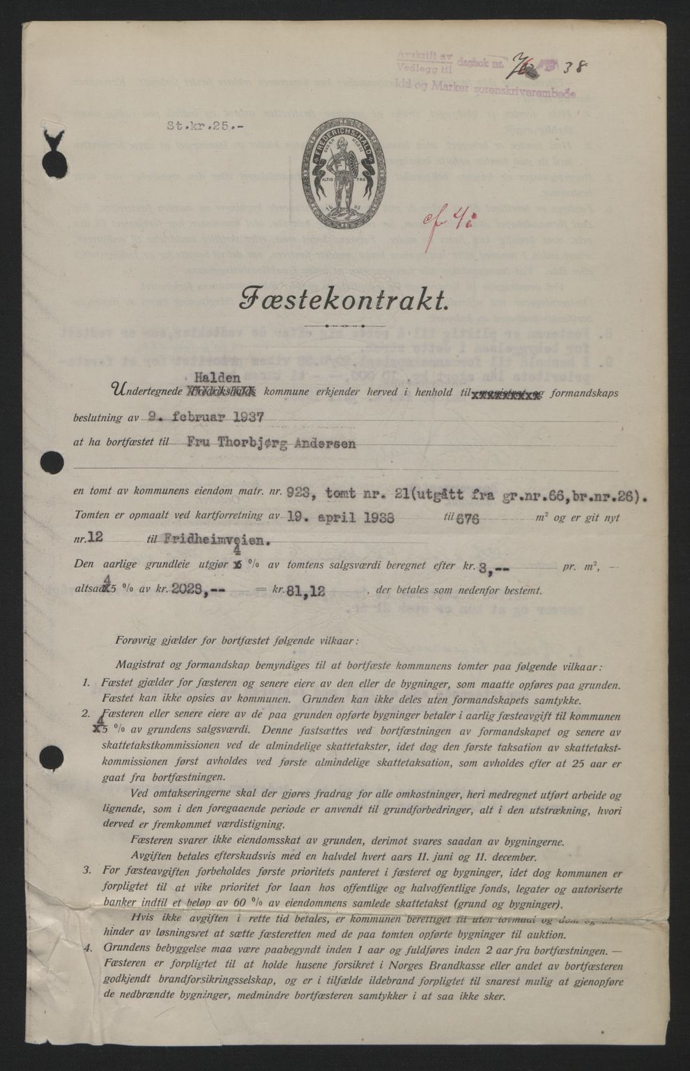 Idd og Marker sorenskriveri, AV/SAO-A-10283/G/Gb/Gbb/L0002: Mortgage book no. A2, 1937-1938, Diary no: : 762/1938