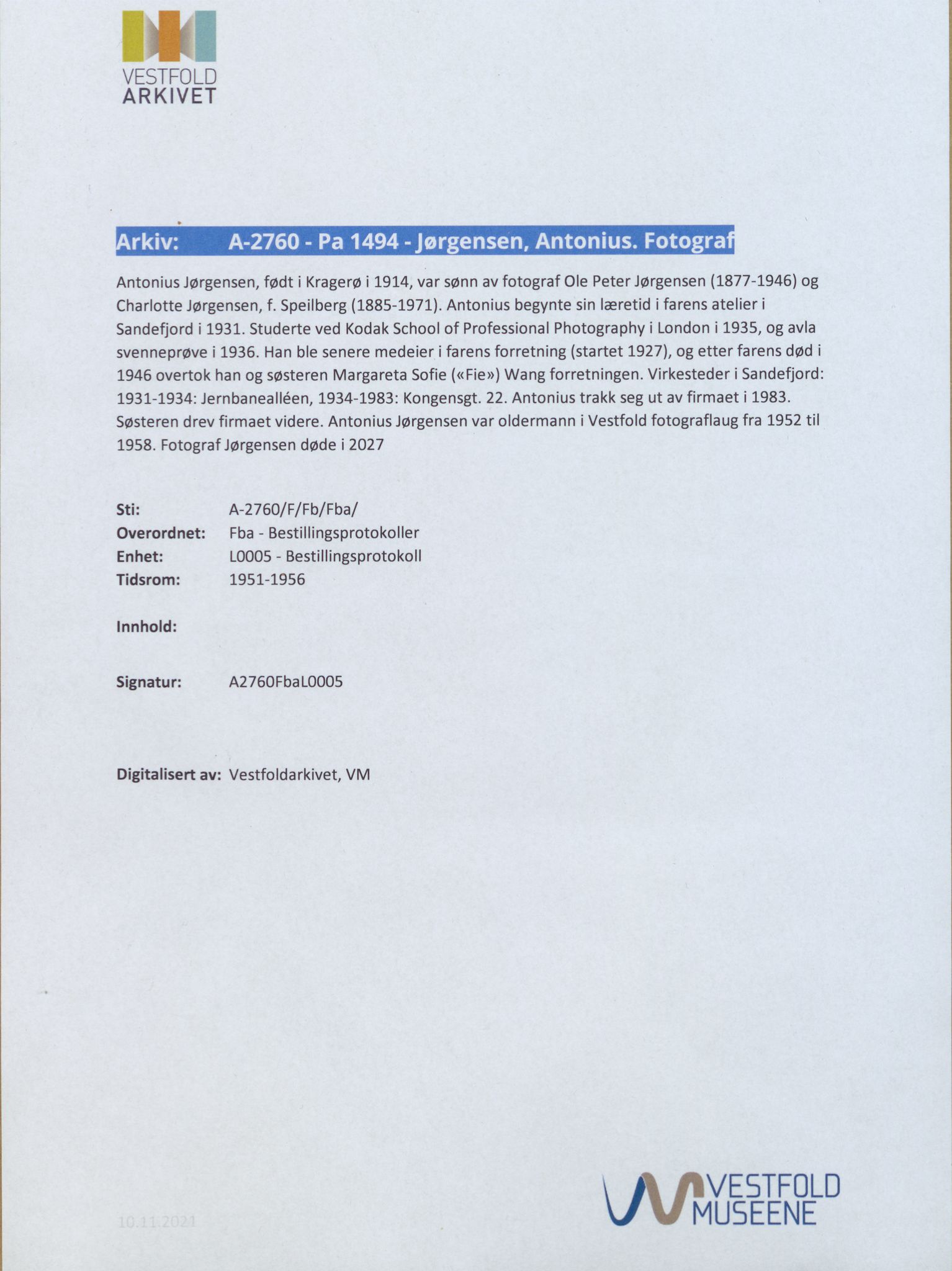 Pa 1494 - Jørgensen, Antonius. Fotograf, VEMU/A-2760/F/Fb, 1927-1984, p. 1557