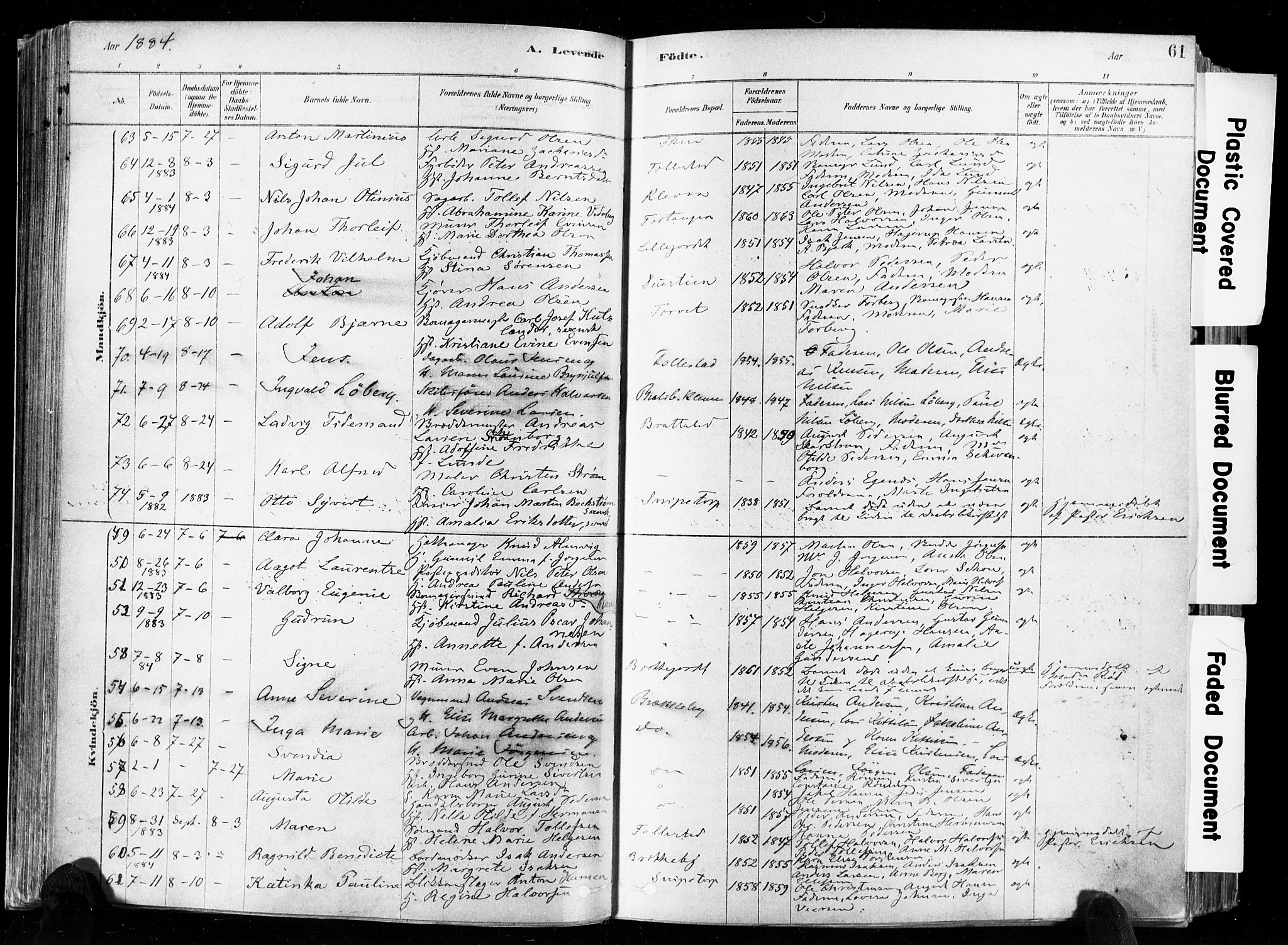 Skien kirkebøker, AV/SAKO-A-302/F/Fa/L0009: Parish register (official) no. 9, 1878-1890, p. 61