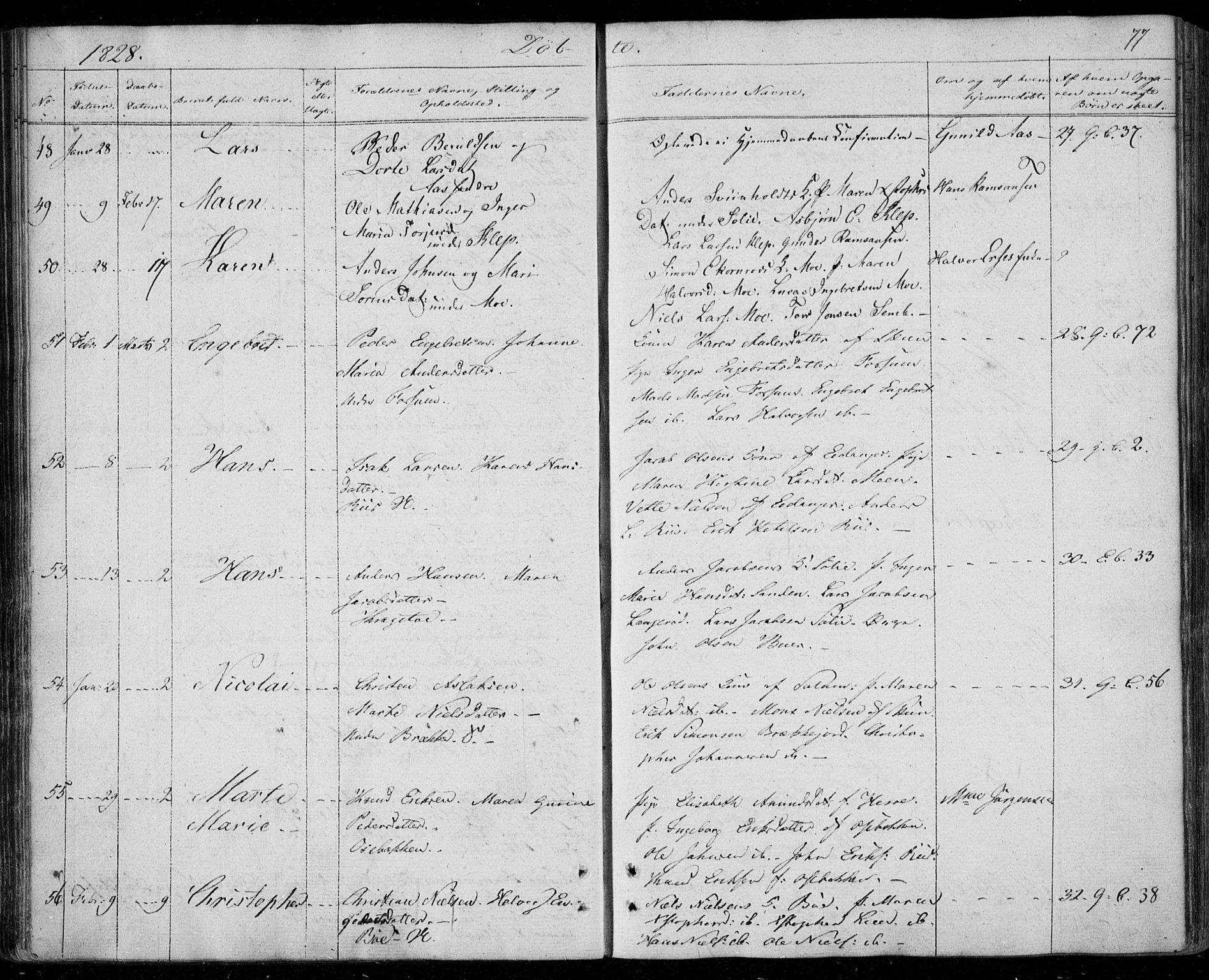 Gjerpen kirkebøker, AV/SAKO-A-265/F/Fa/L0005: Parish register (official) no. I 5, 1823-1829, p. 77