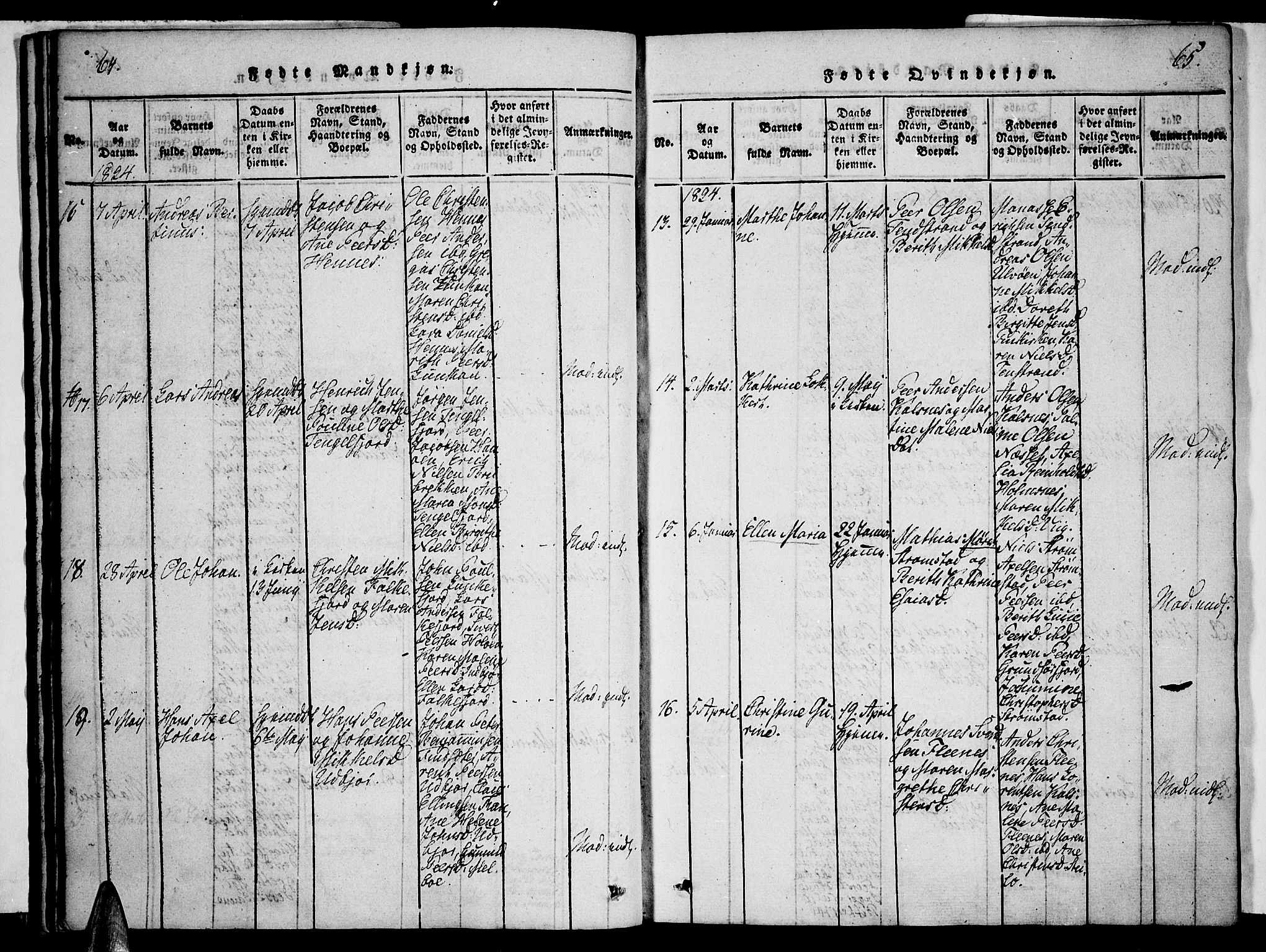 Ministerialprotokoller, klokkerbøker og fødselsregistre - Nordland, SAT/A-1459/888/L1237: Parish register (official) no. 888A05 /1, 1820-1836, p. 64-65