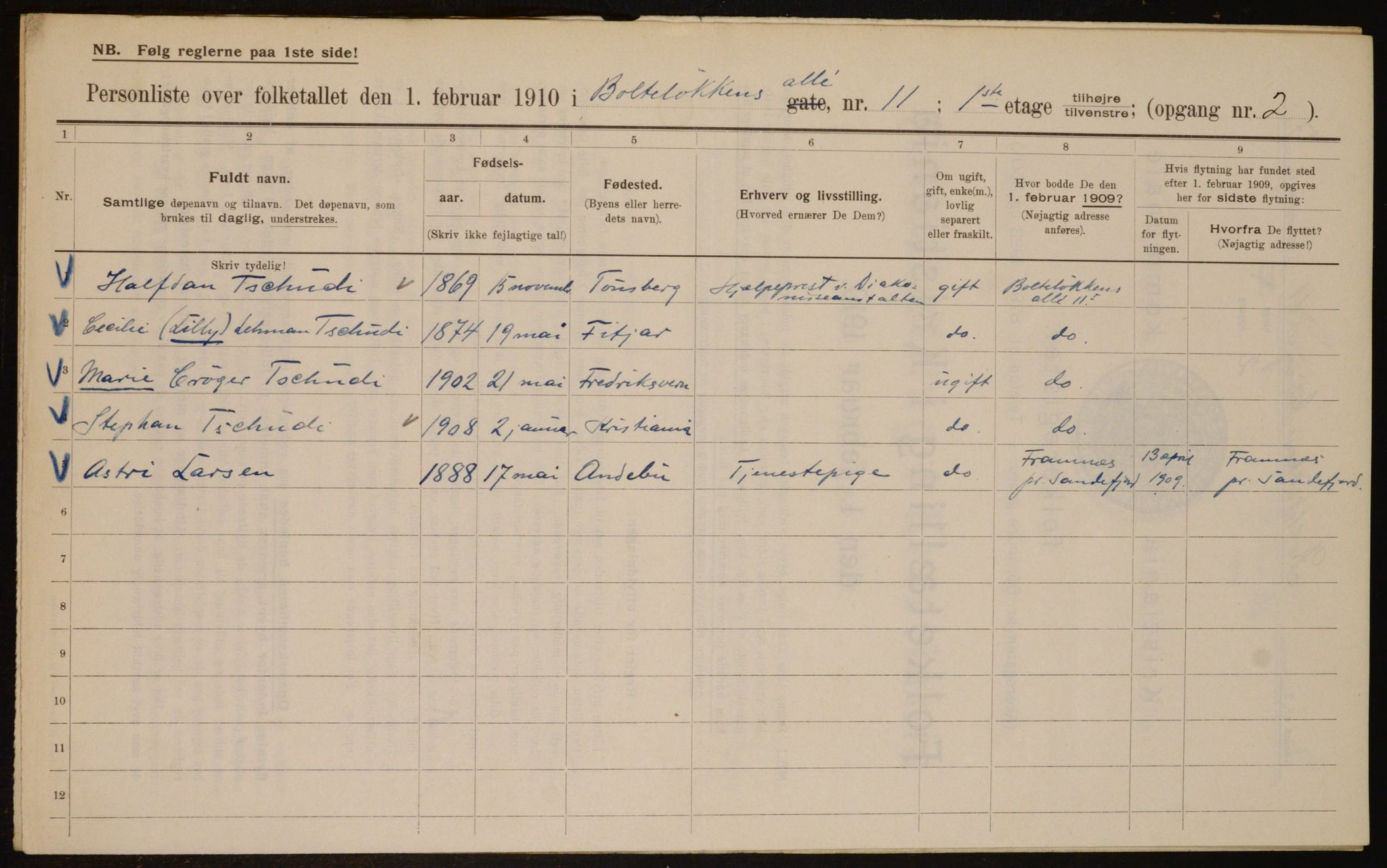 OBA, Municipal Census 1910 for Kristiania, 1910, p. 7382