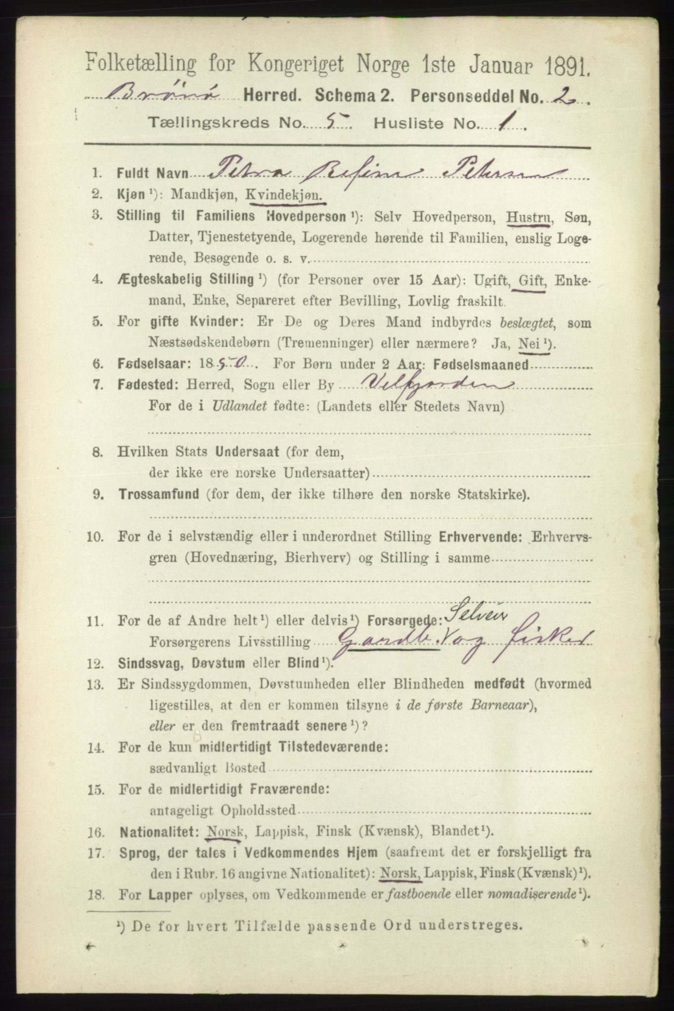 RA, 1891 census for 1814 Brønnøy, 1891, p. 2464