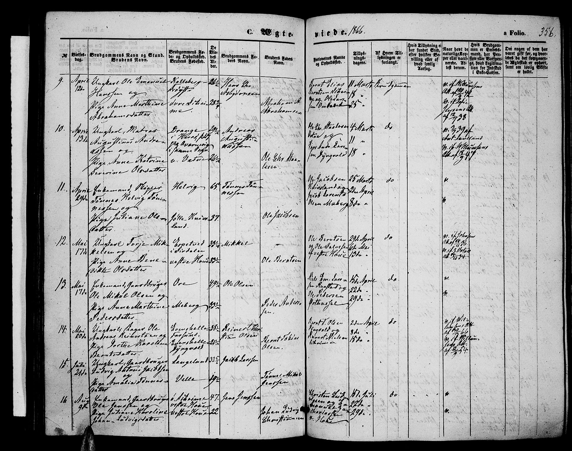 Lista sokneprestkontor, AV/SAK-1111-0027/F/Fb/L0003: Parish register (copy) no. B 3, 1862-1877, p. 356