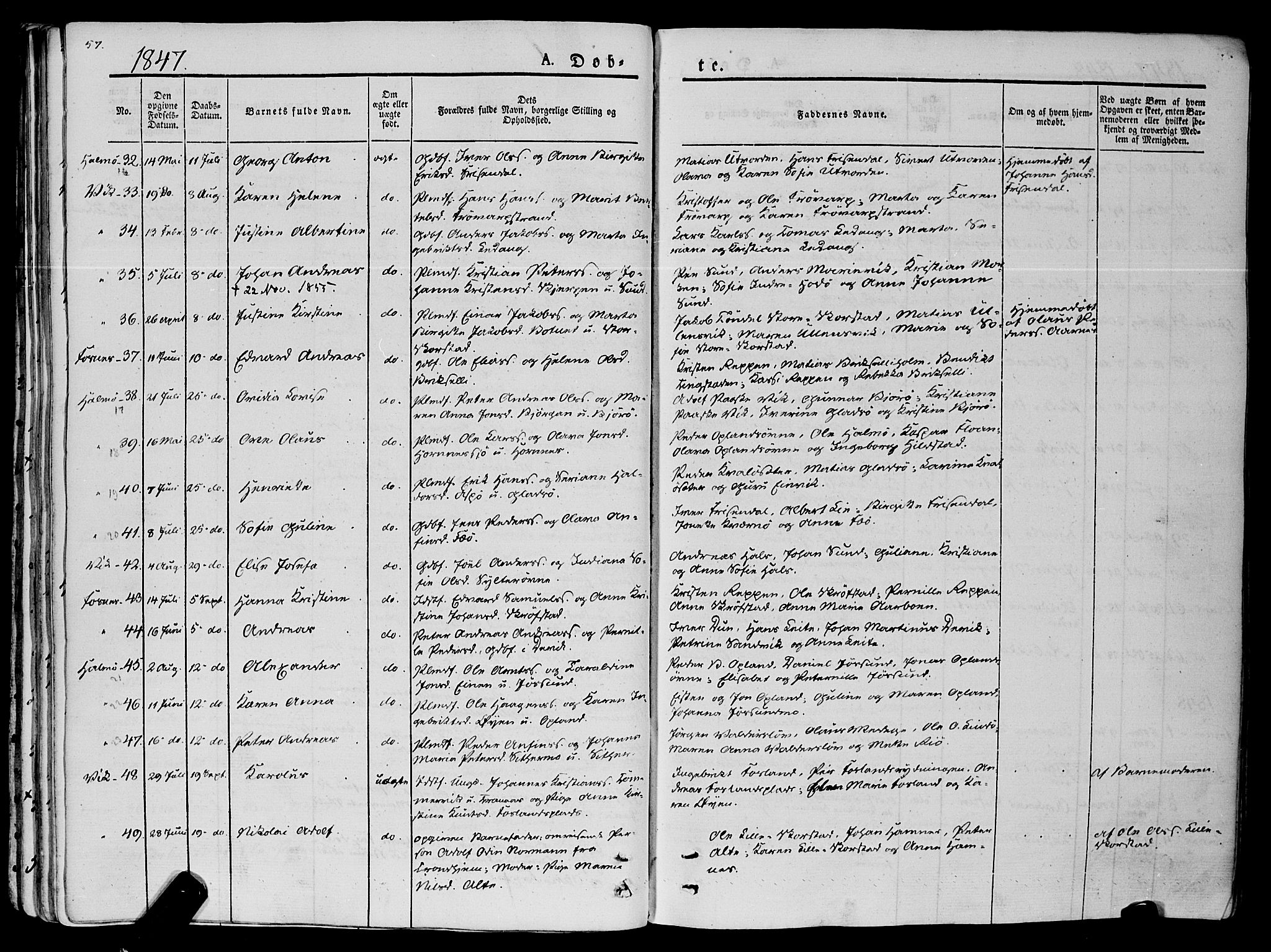 Ministerialprotokoller, klokkerbøker og fødselsregistre - Nord-Trøndelag, SAT/A-1458/773/L0614: Parish register (official) no. 773A05, 1831-1856, p. 57