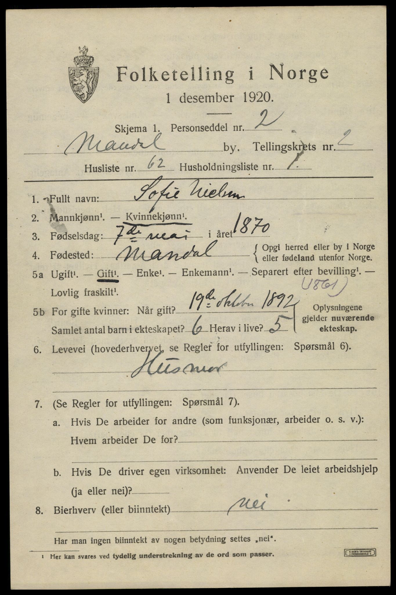 SAK, 1920 census for Mandal, 1920, p. 4777