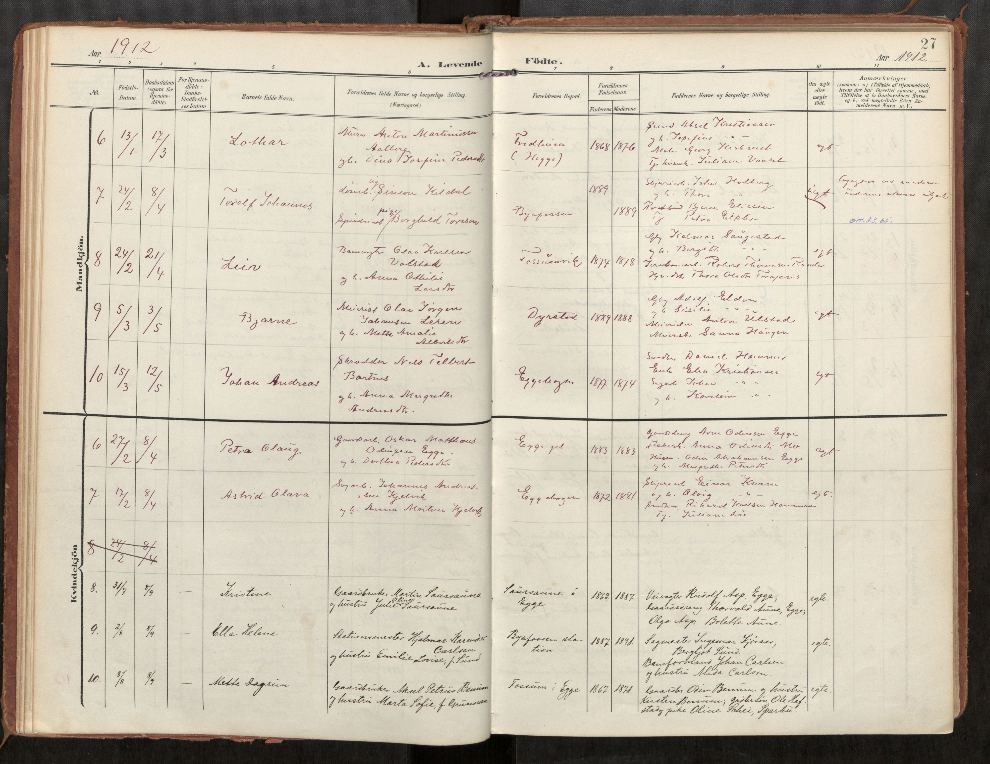 Steinkjer sokneprestkontor, AV/SAT-A-1541/01/H/Ha/Haa/L0002: Parish register (official) no. 2, 1907-1917, p. 27