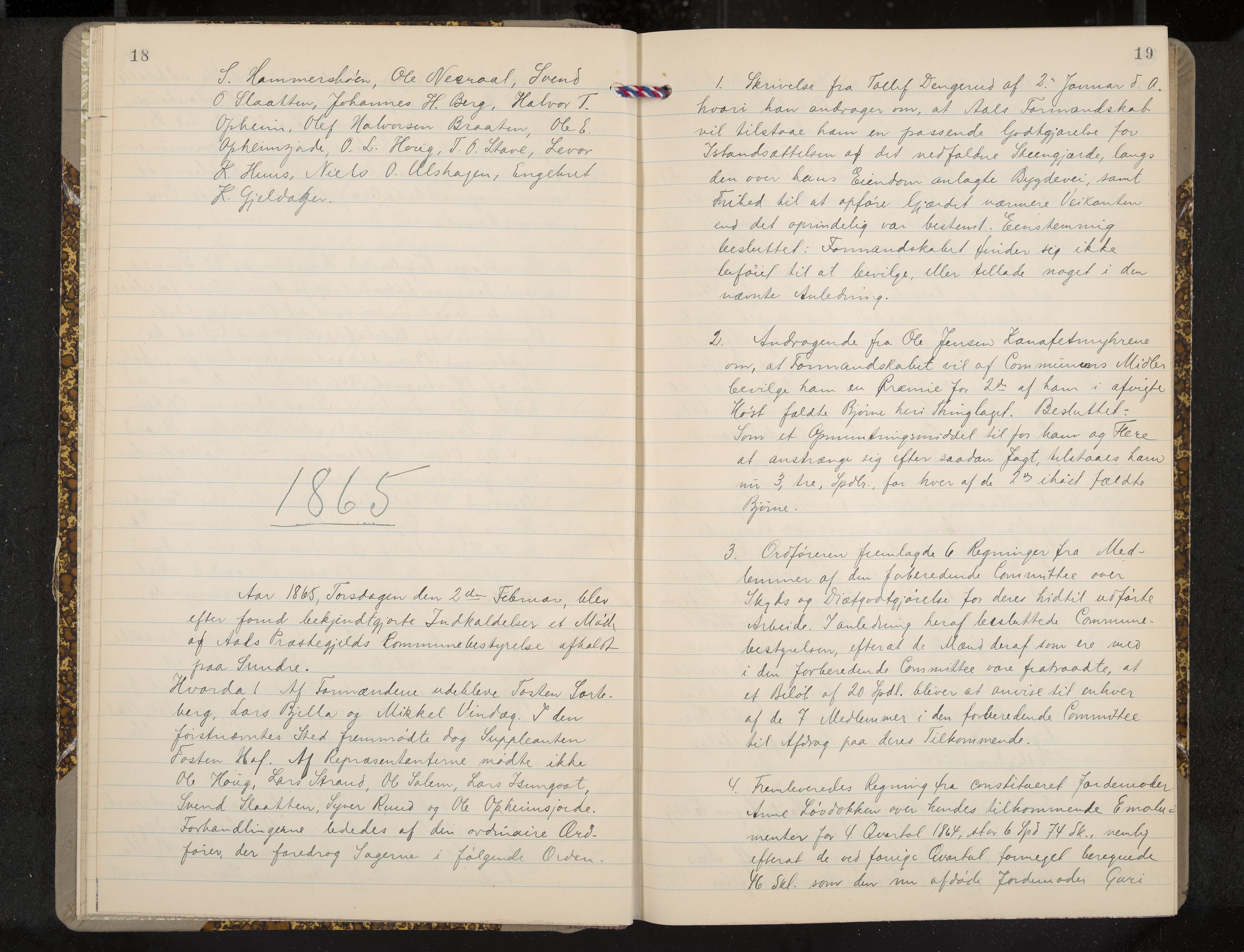 Ål formannskap og sentraladministrasjon, IKAK/0619021/A/Aa/L0003: Utskrift av møtebok, 1864-1880, p. 18-19