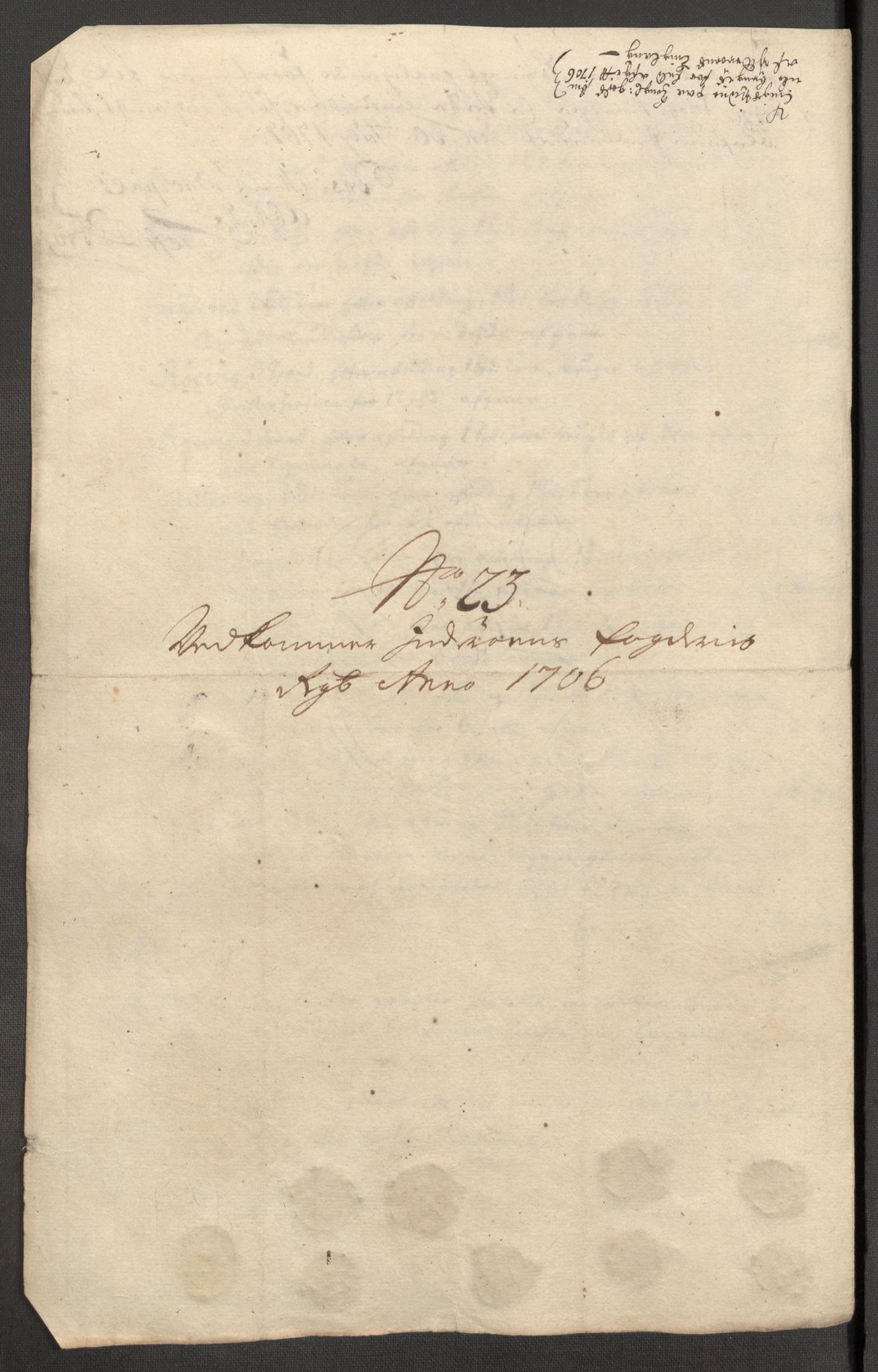 Rentekammeret inntil 1814, Reviderte regnskaper, Fogderegnskap, AV/RA-EA-4092/R63/L4315: Fogderegnskap Inderøy, 1706-1707, p. 199