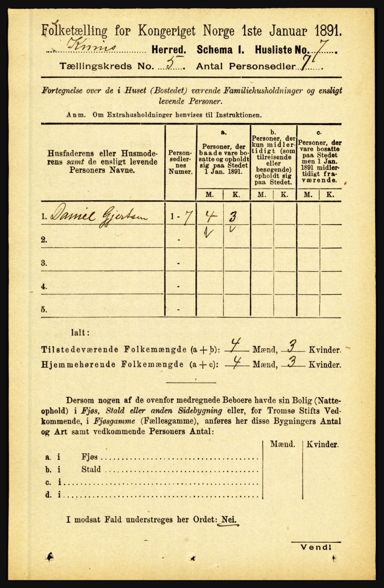 RA, 1891 census for 1437 Kinn, 1891, p. 1746