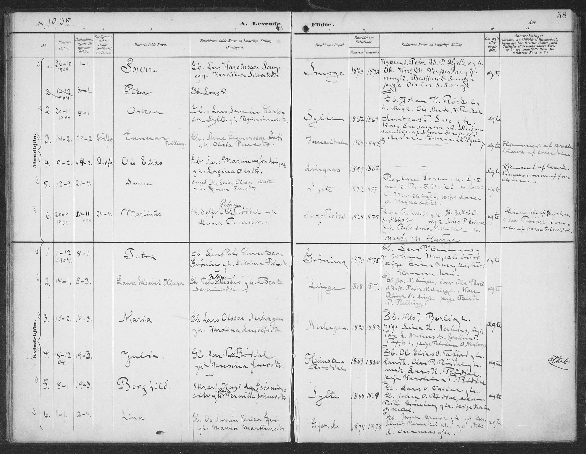 Ministerialprotokoller, klokkerbøker og fødselsregistre - Møre og Romsdal, SAT/A-1454/519/L0256: Parish register (official) no. 519A15, 1895-1912, p. 58